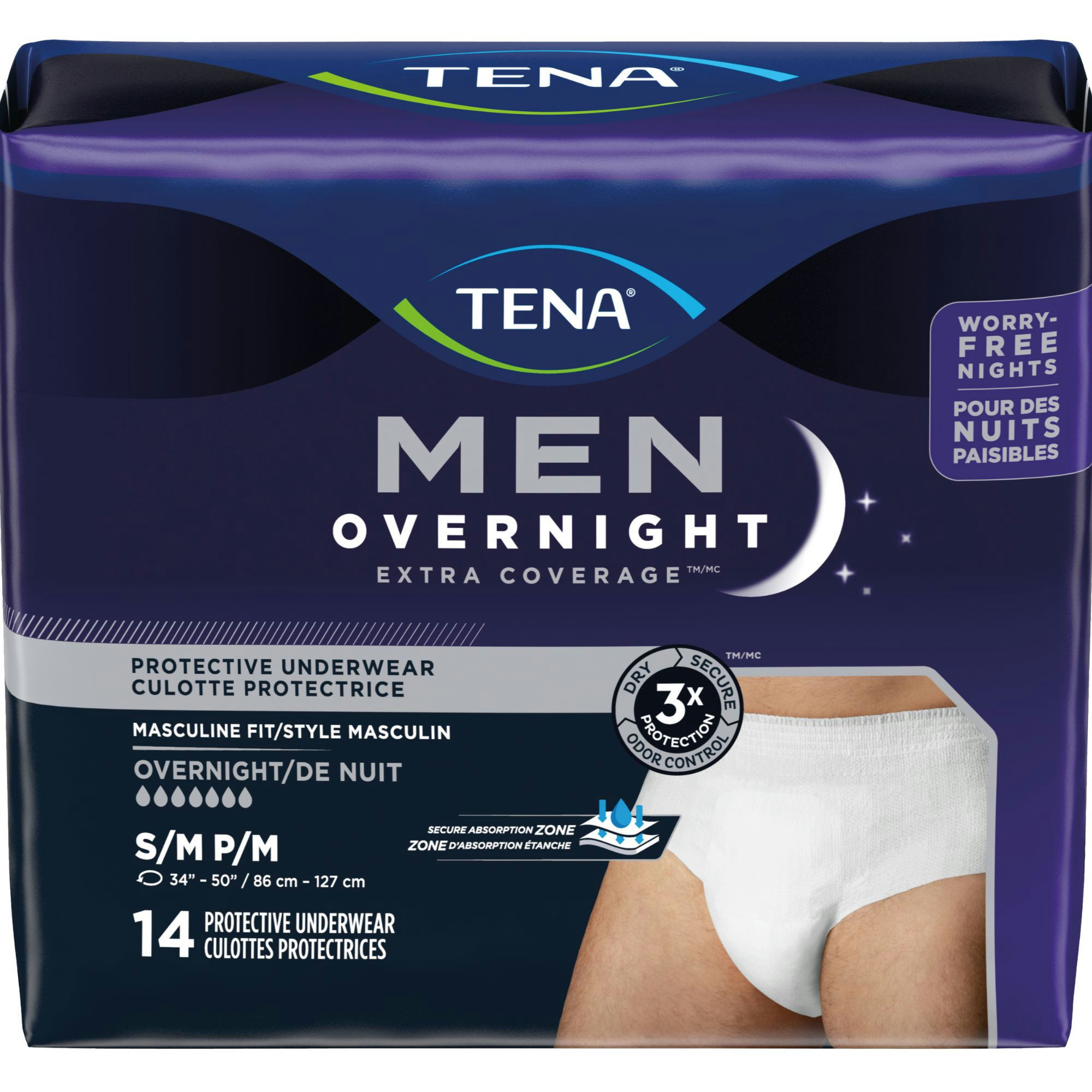 TENA Men Overnight Extra Coverage Pull-Up Incontinence Underwear