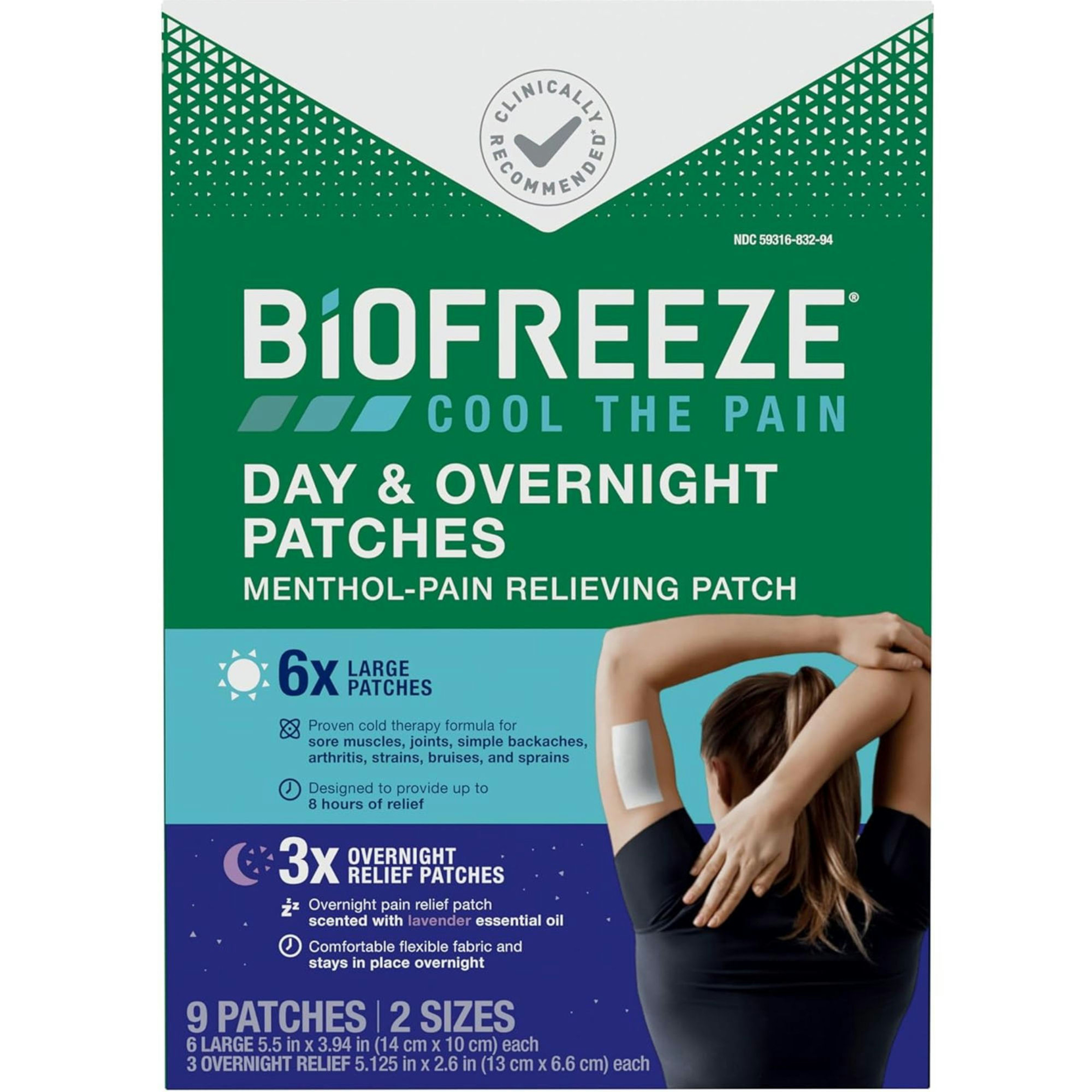 Biofreeze Day & Overnight Menthol Pain Relief Patches