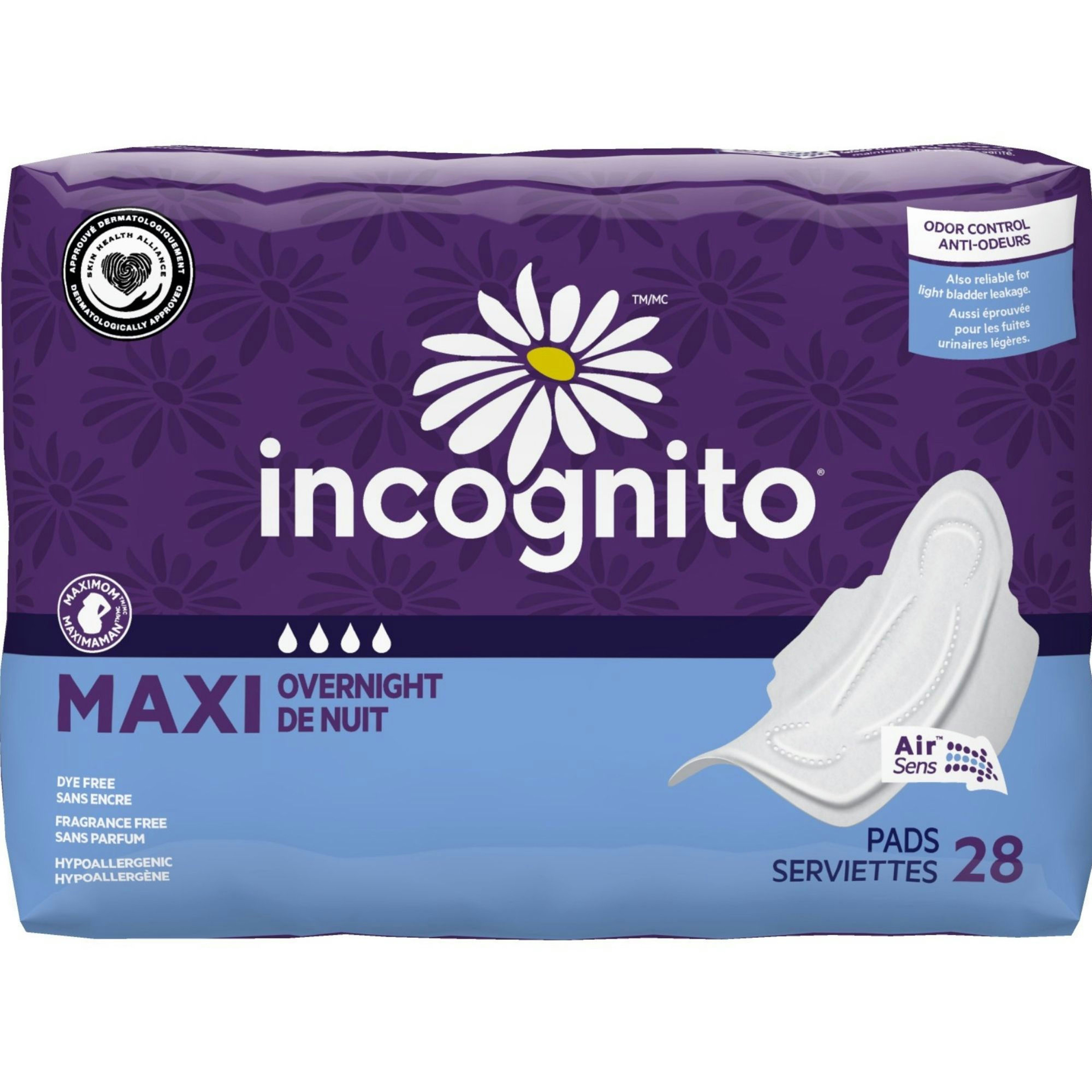 Incognito Maxi with Wings, Overnight Absorbency