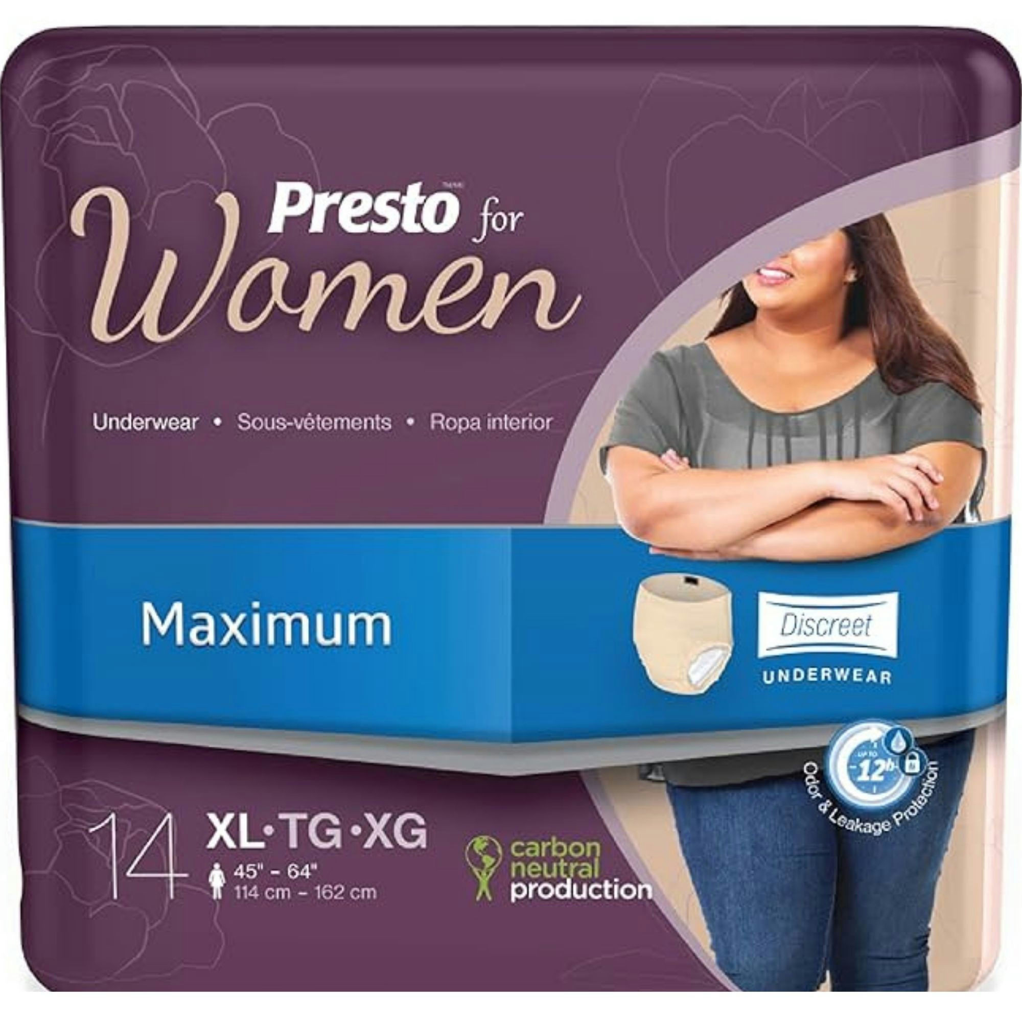 Presto for Women Incontinence Pull-Up Underwear, Maximum Absorbency