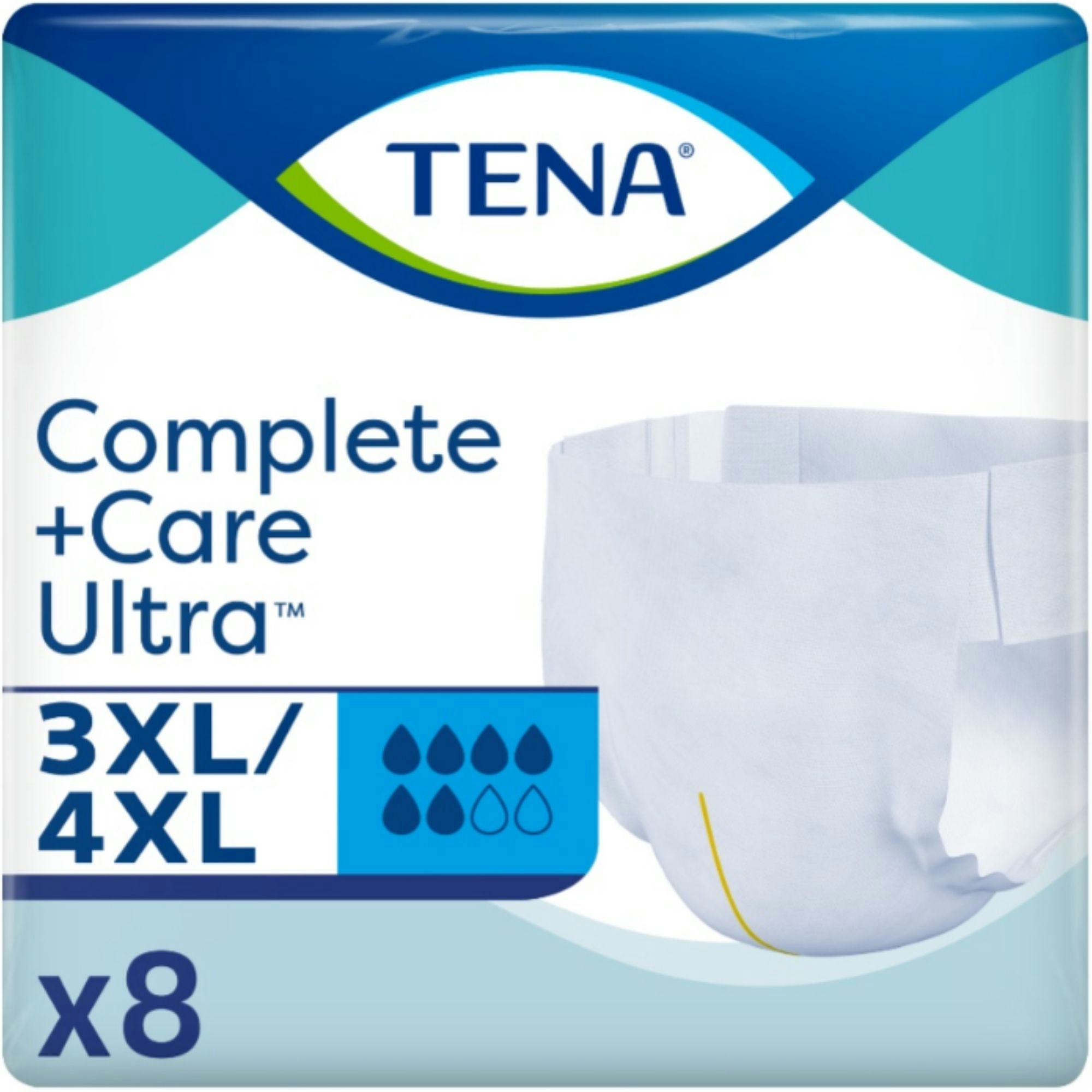 TENA Complete +Care Ultra Adult Disposable Briefs with Tabs, Moderate Absorbency