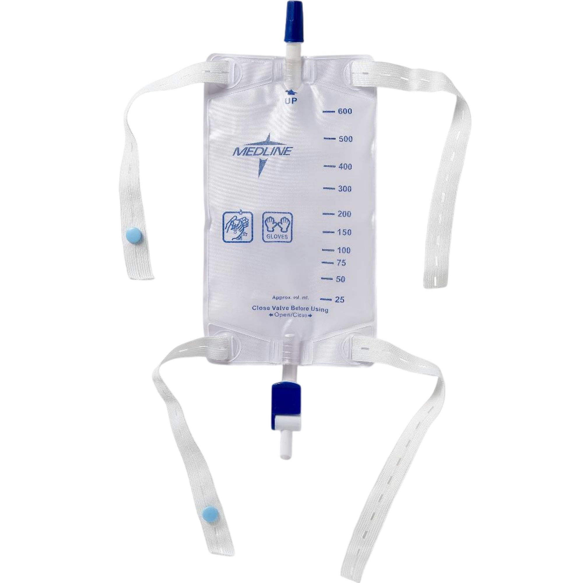 Medline Urinary Leg Bag with Elastic Straps, Flip-Drain Spout