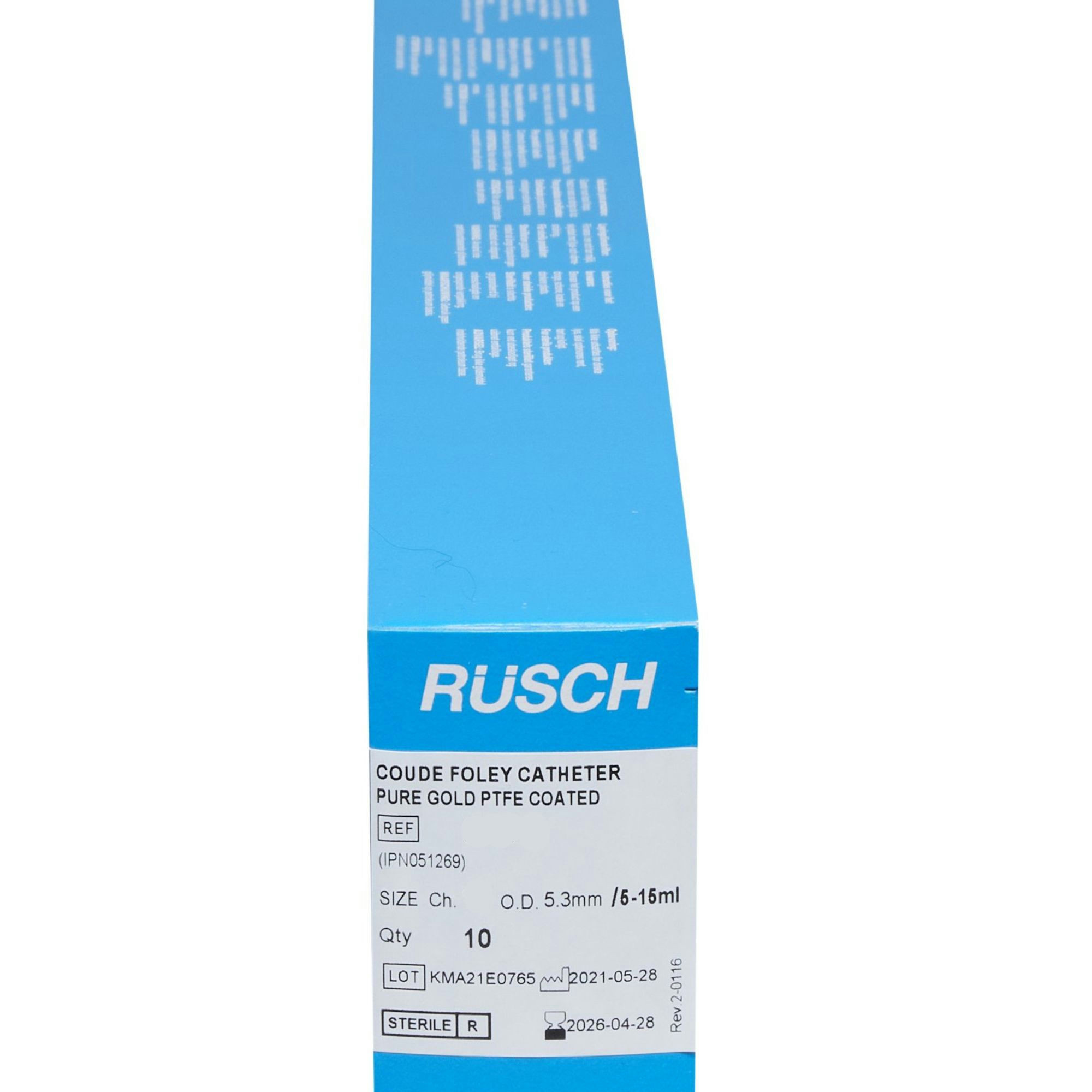 Rusch PureGold 2-Way Teflon Coated Foley Catheter, Coude Tip, 5 cc