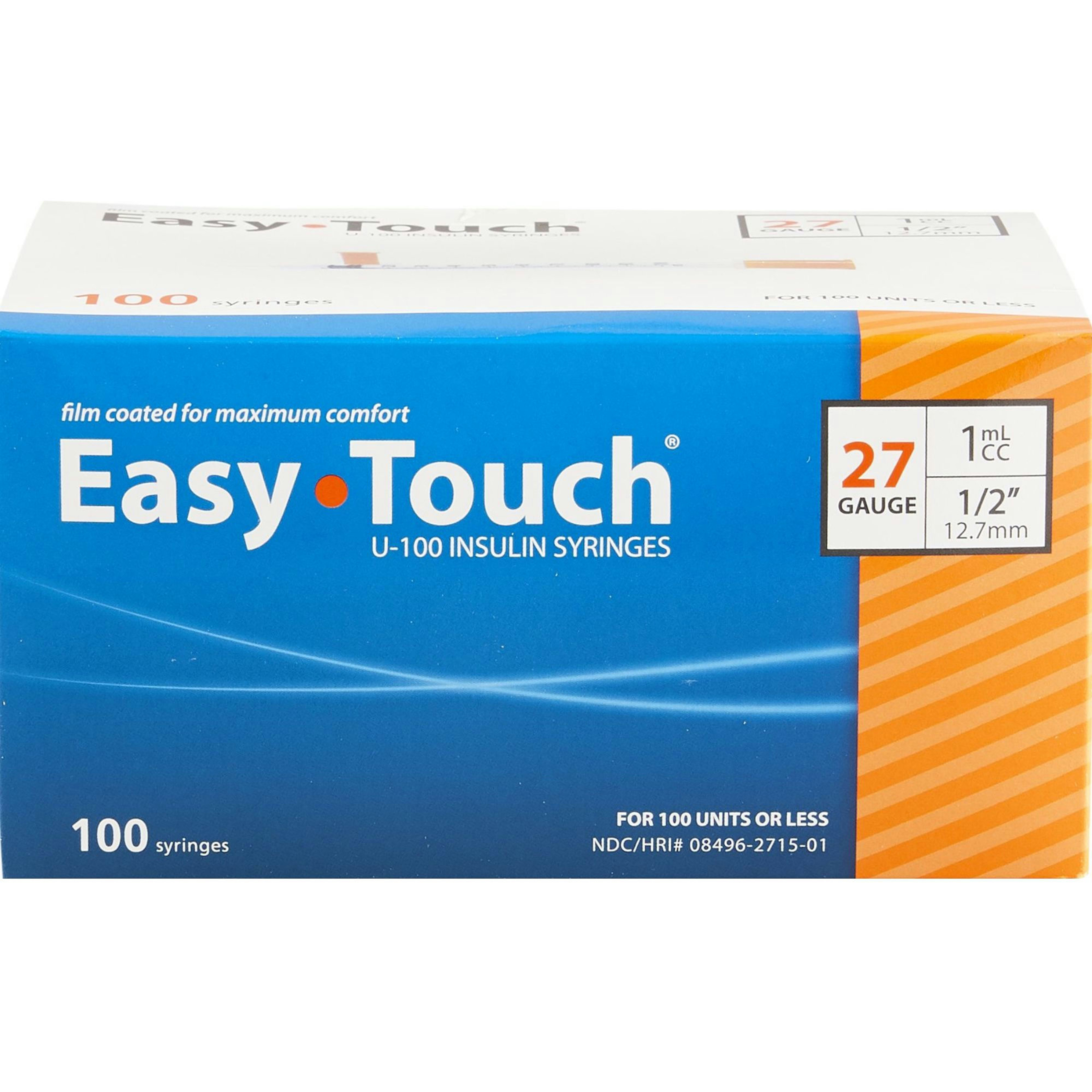 Easy Touch U-100 Insulin Syringe With Needle, 27 gauge