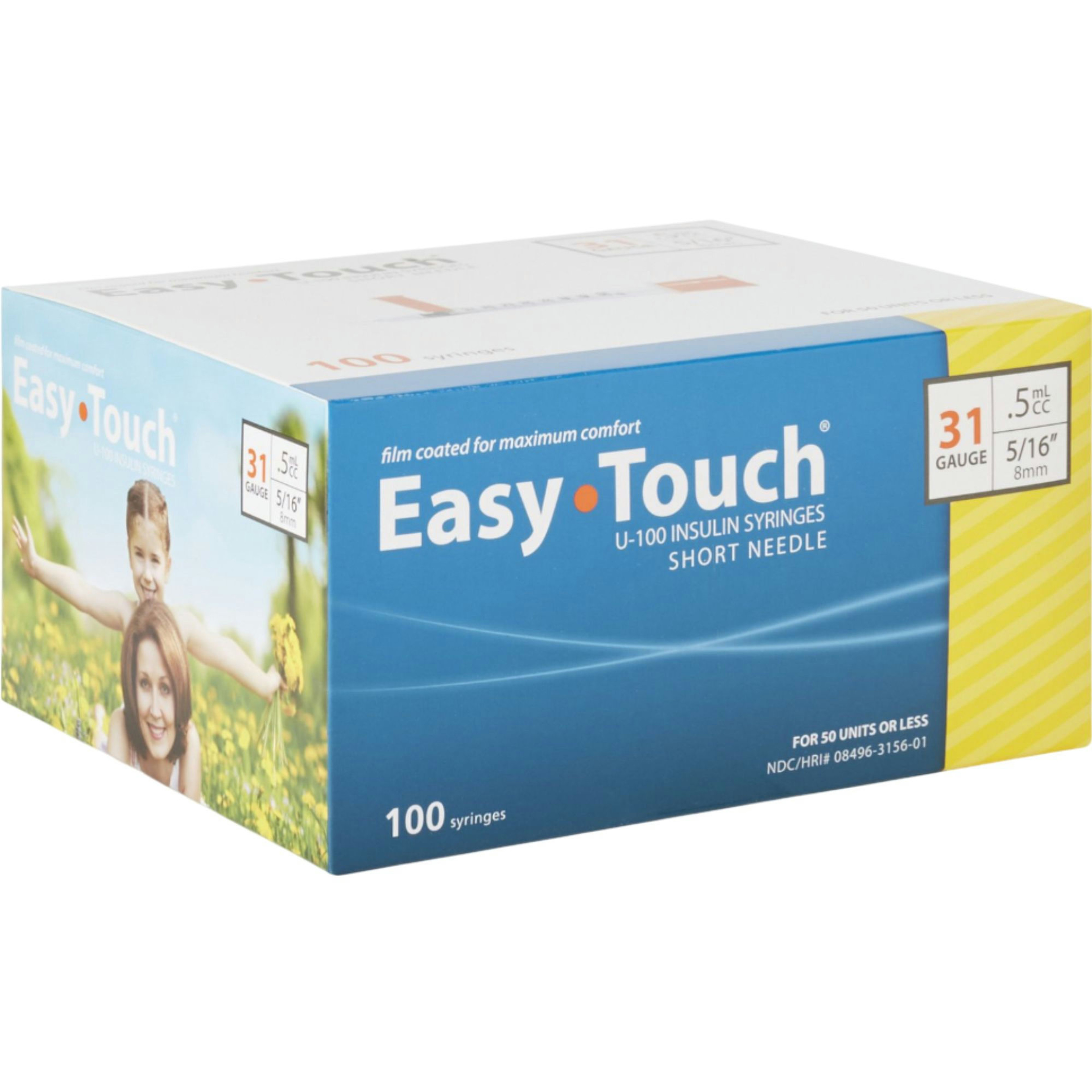 Easy Touch U-100 Insulin Syringes Short Needle, 31 gauge