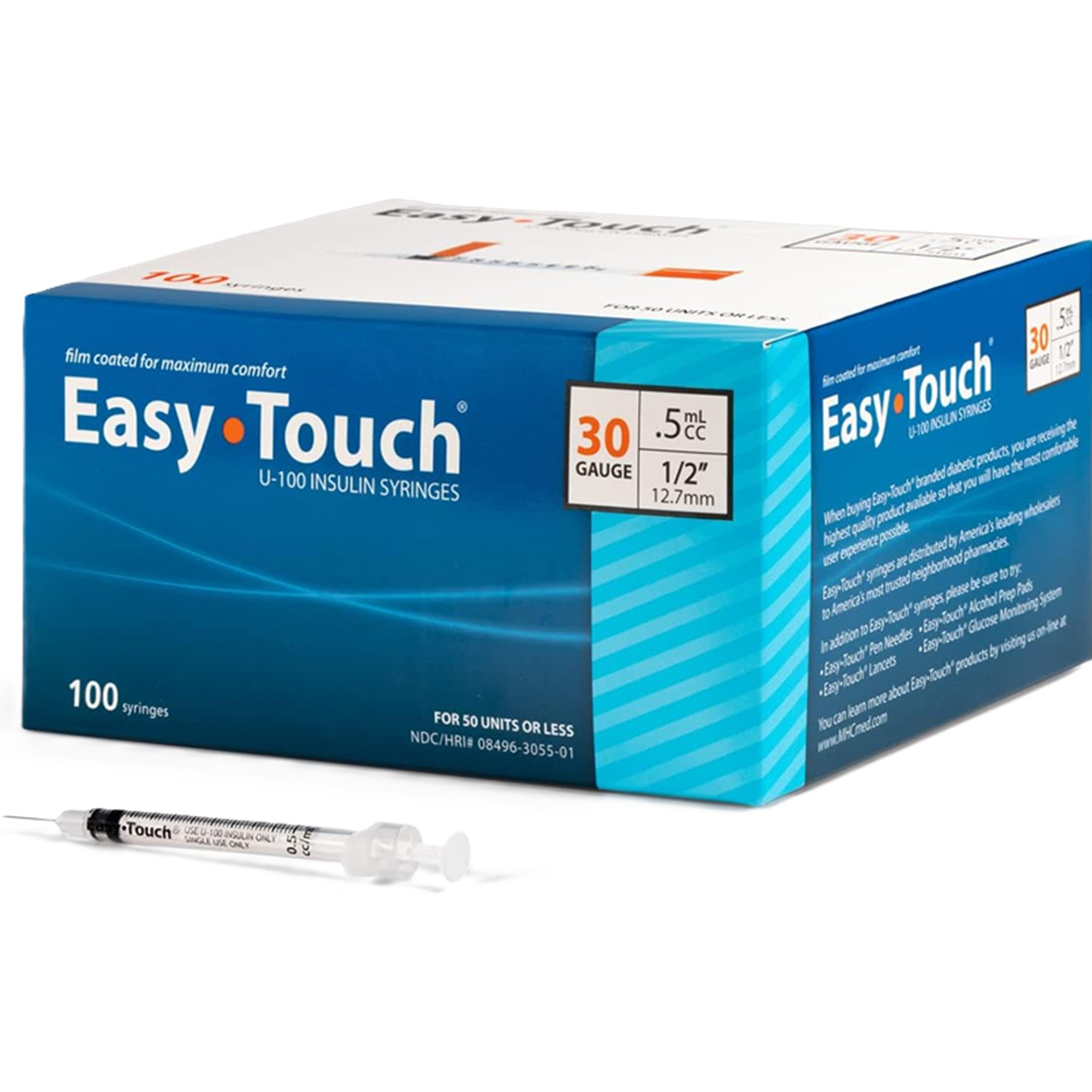 Easy Touch U-100 Insulin Syringes, 30 gauge