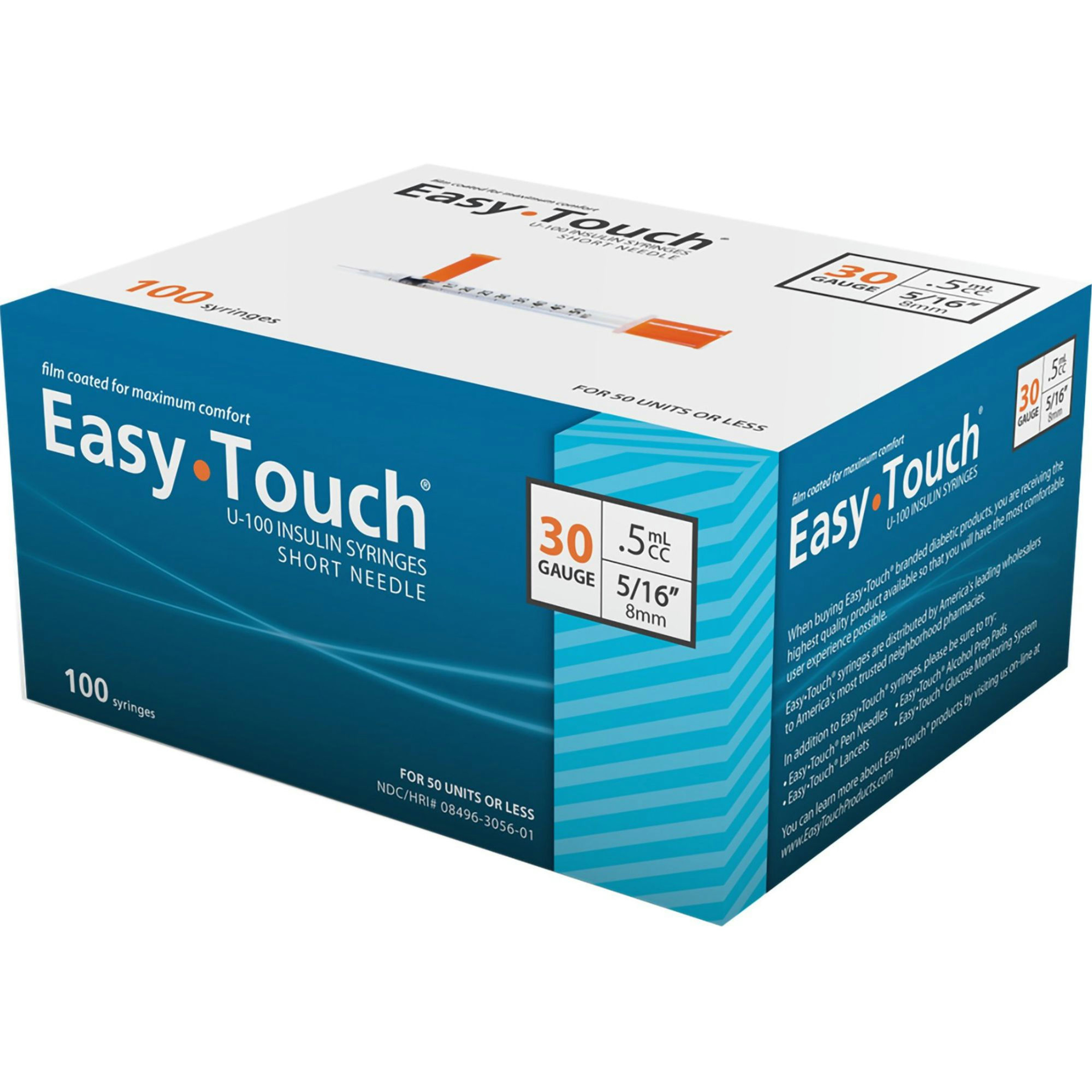 Easy Touch U-100 Insulin Syringes, 30 gauge