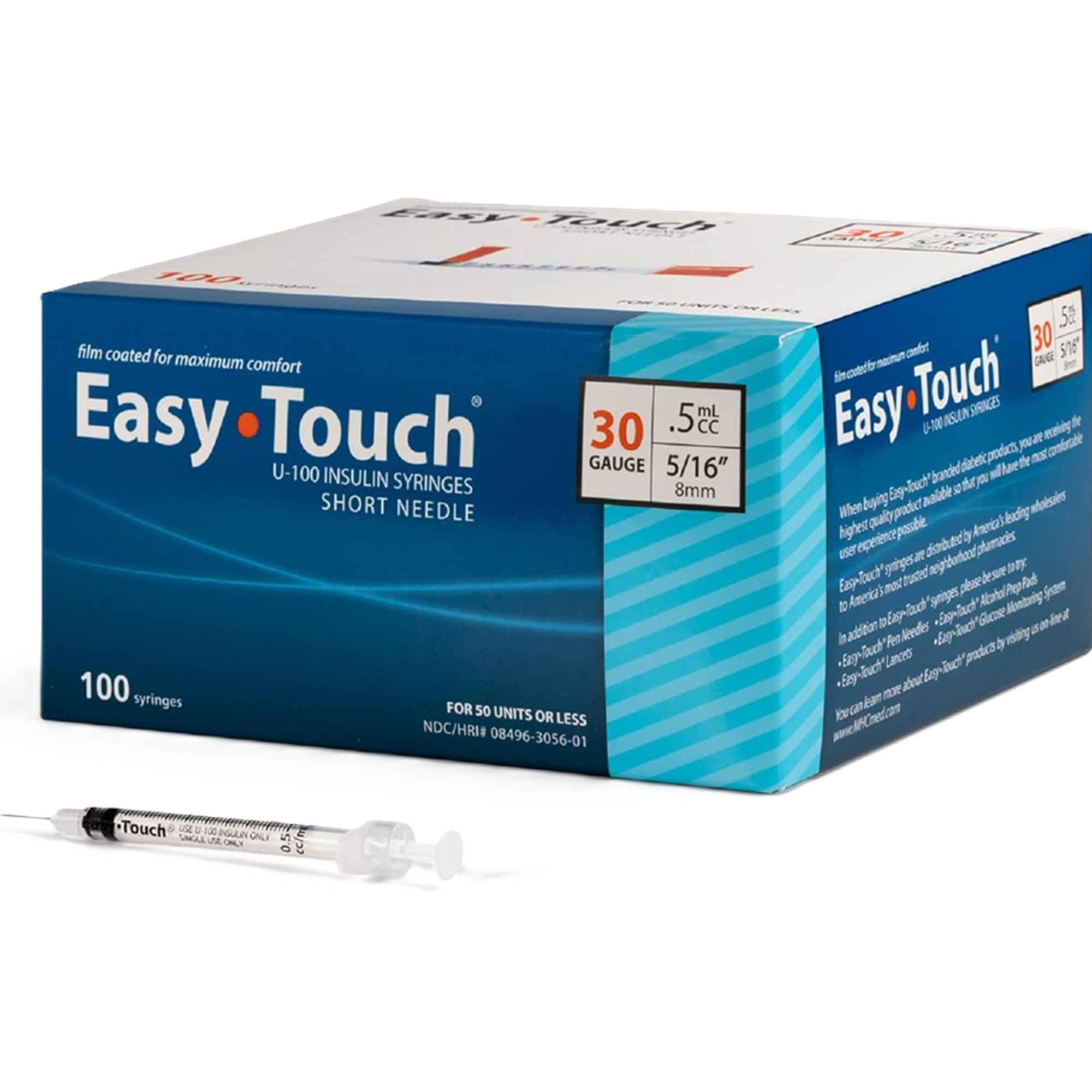 Easy Touch U-100 Insulin Syringes, 30 gauge