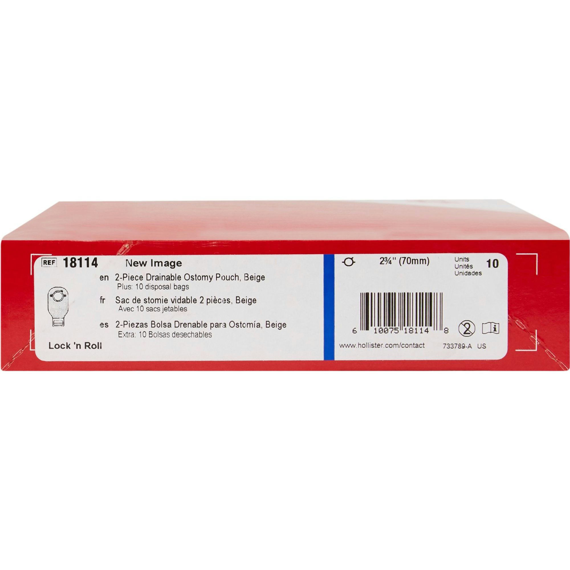 Hollister New Image Two-Piece Drainable Ostomy Pouch with Lock 'n Roll Microseal Closure, Beige