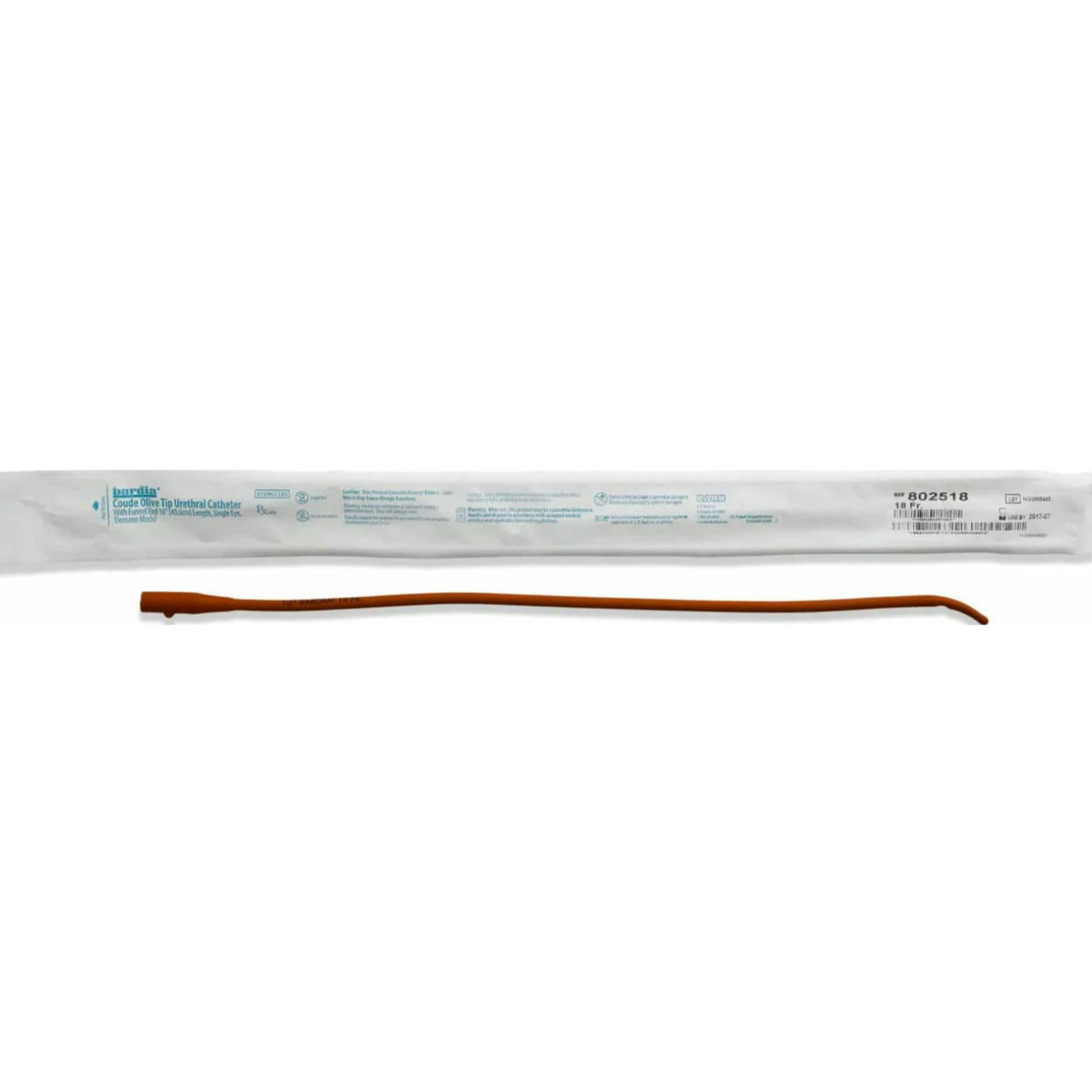 Bard Red Rubber Coude Tip Intermittent Catheter, 16" Length