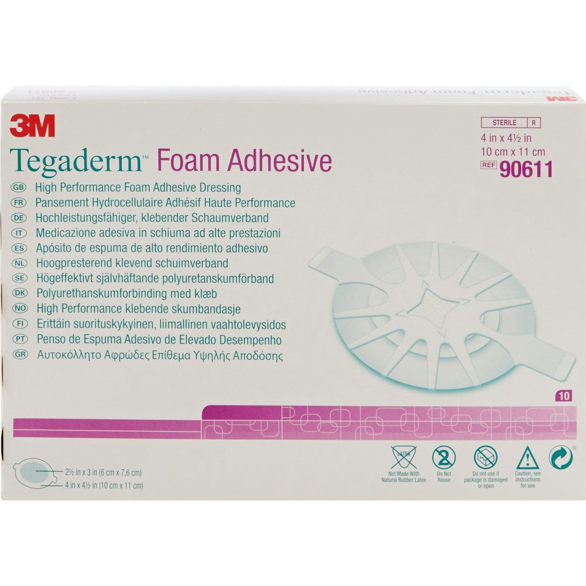 3M Tegaderm Foam Adhesive High Performance Foam Adhesive Dressing, 4 X 4.5"