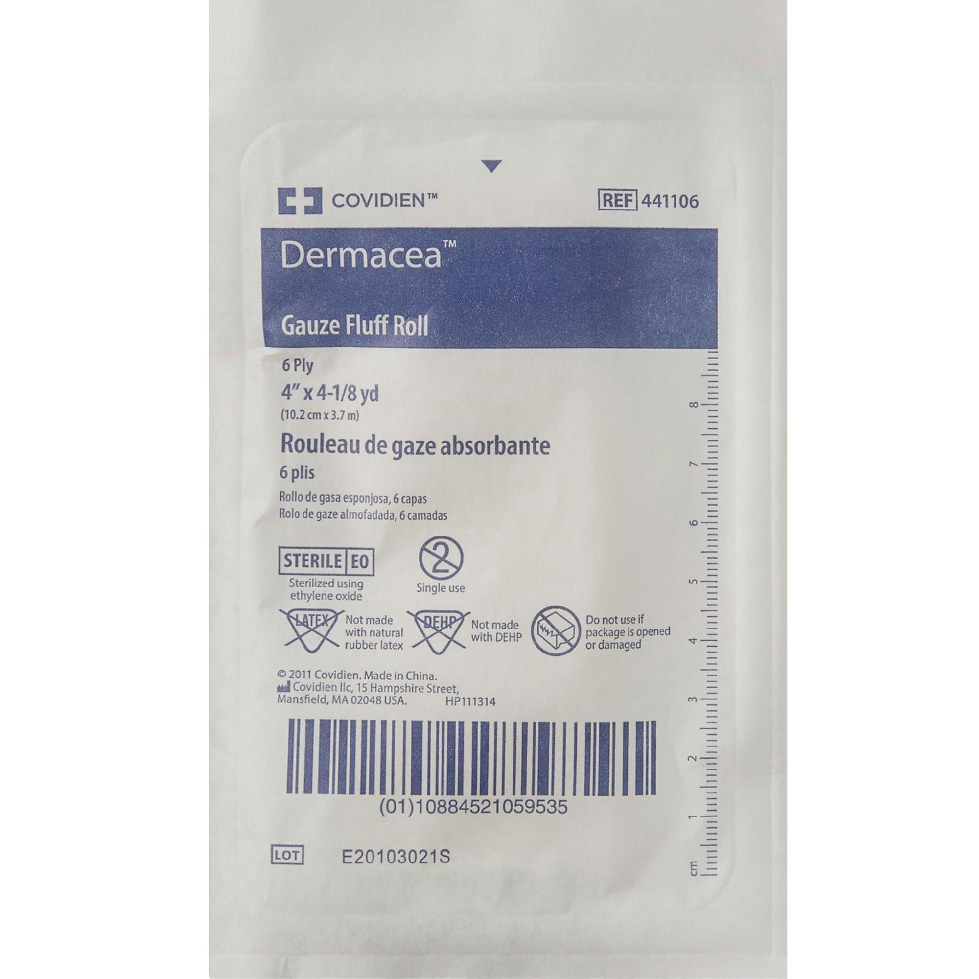 Cardinal Health Dermacea Gauze Fluff Roll, Sterile, 4-1/8" X 4yds