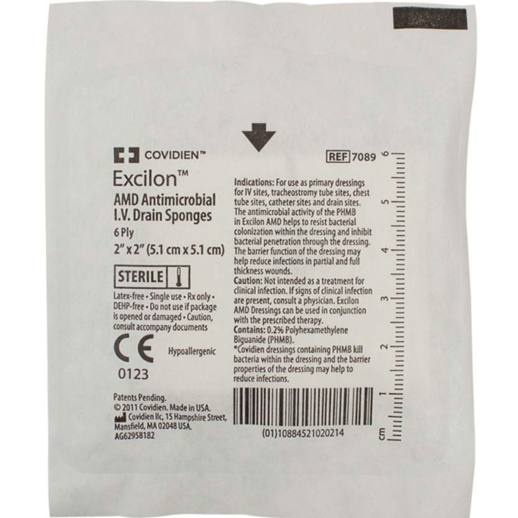 Cardinal Health Kendall Excilon AMD Antimicrobial Drain/IV Gauze Sponge, 6-Ply, 2 X 2"