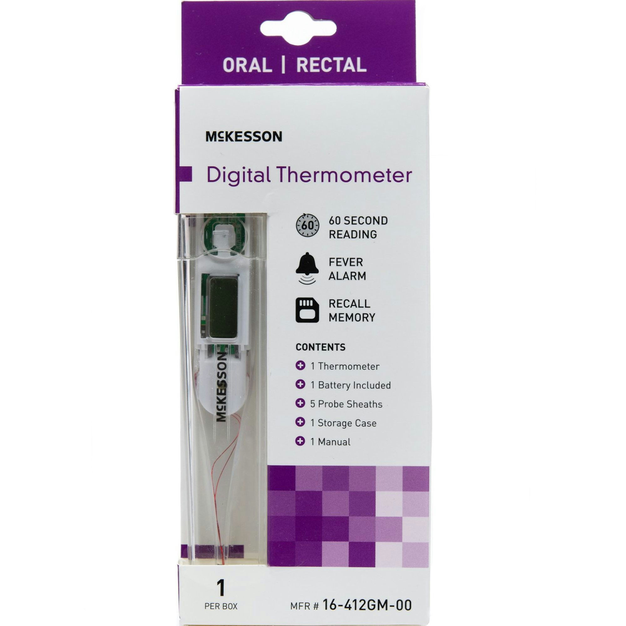 McKesson Digital Stick Handheld Thermometer, Oral/Rectal/Axillary Probe