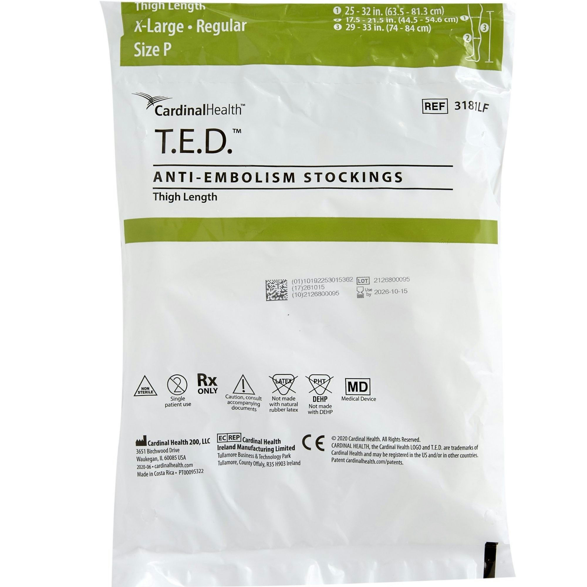 T.E.D. Anti-Embolism Thigh High Inspection Toe Stockings for Continuing Care, Regular