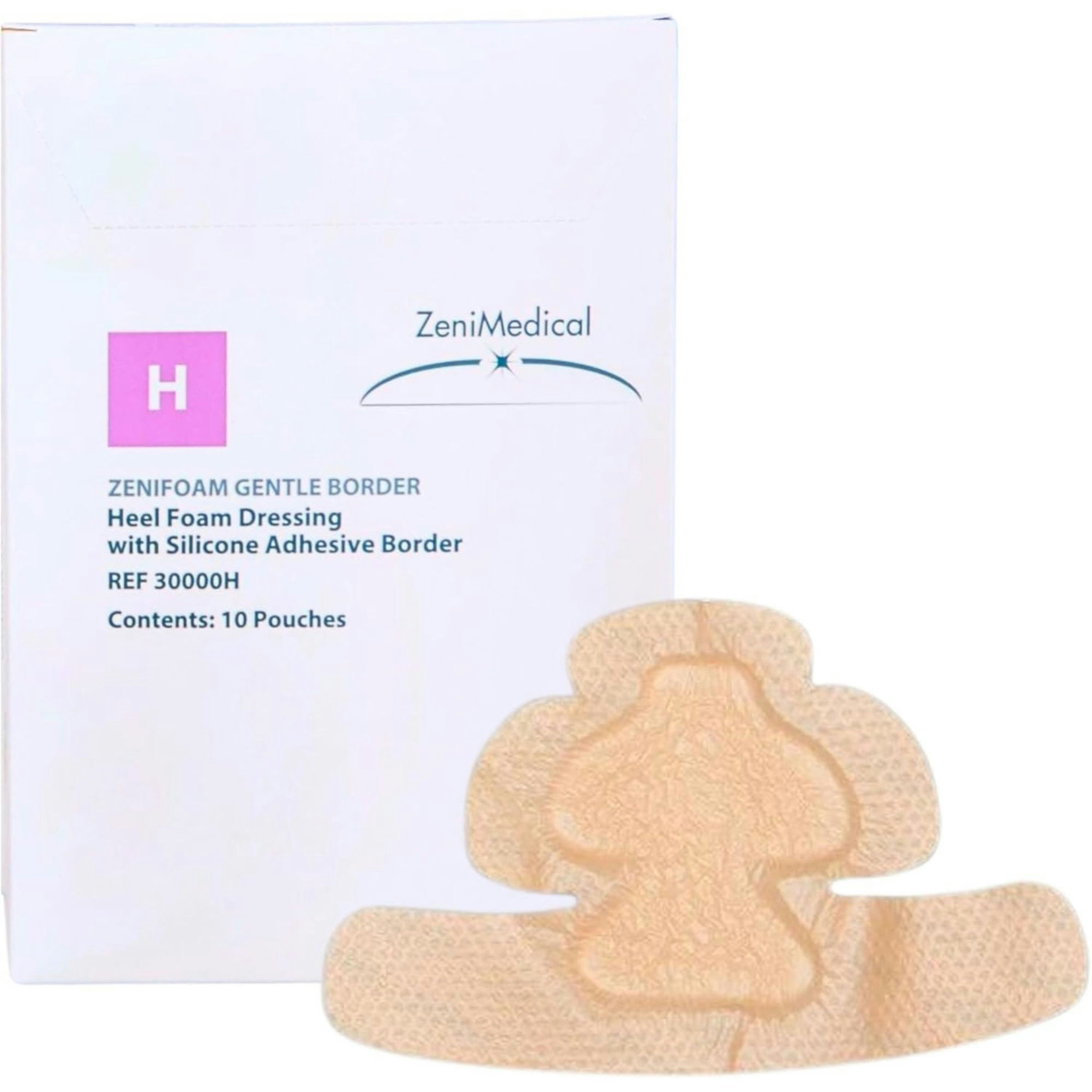 ZeniMedical ZeniFoam Gentle Border Heel Foam Dressing with Silicone Adhesive Border, 5 X 8"