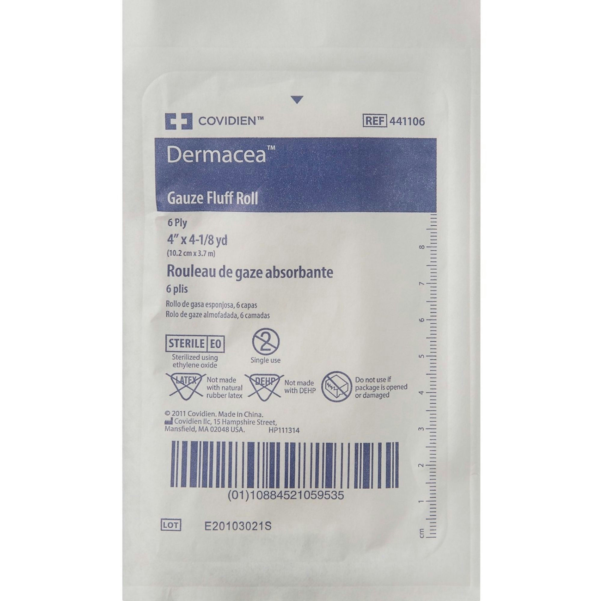 Cardinal Health Dermacea Gauze Fluff Roll, Sterile, 4-1/8" X 4yds