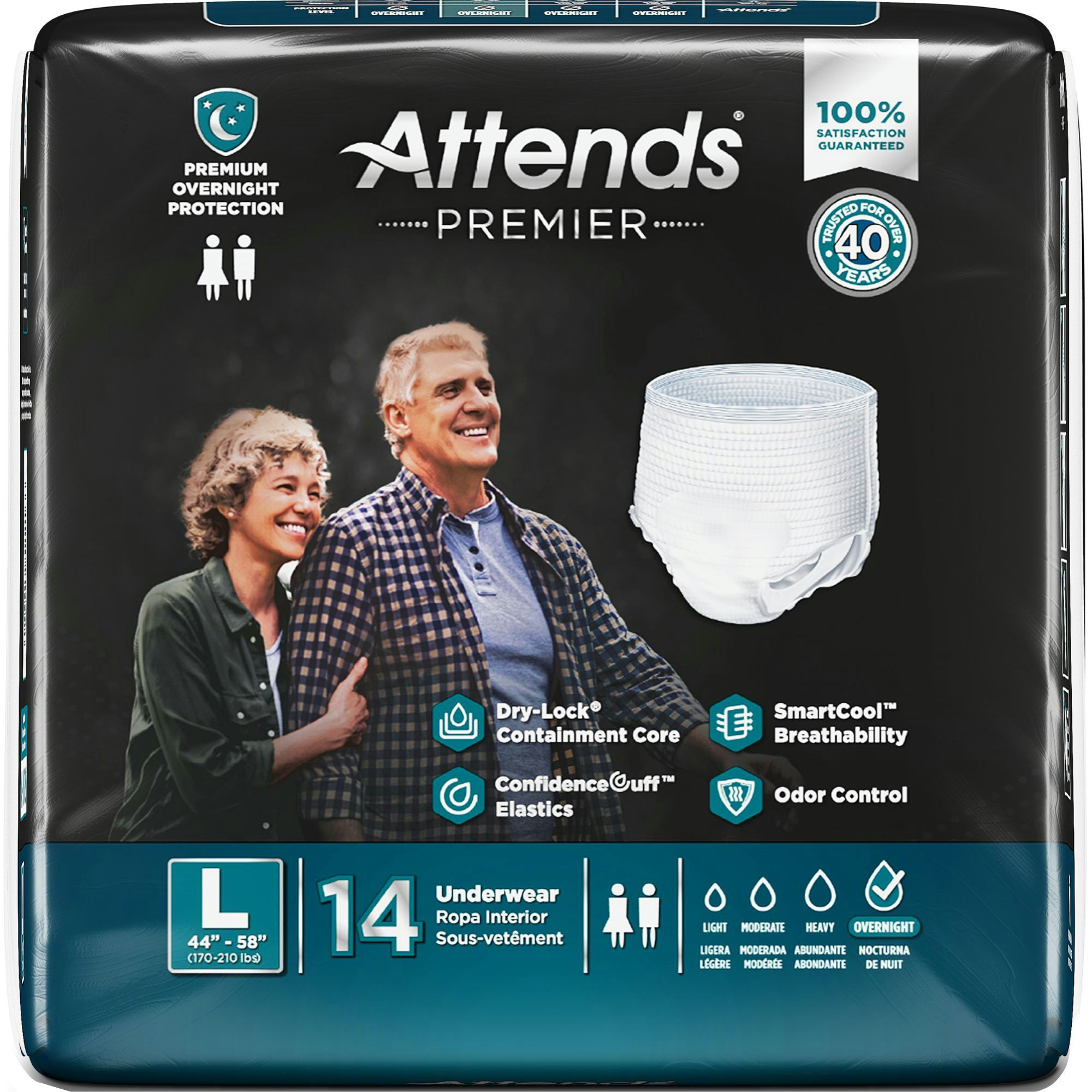 Attends Premier Adult Incontinence Pull-Up Underwear, Overnight Absorbency