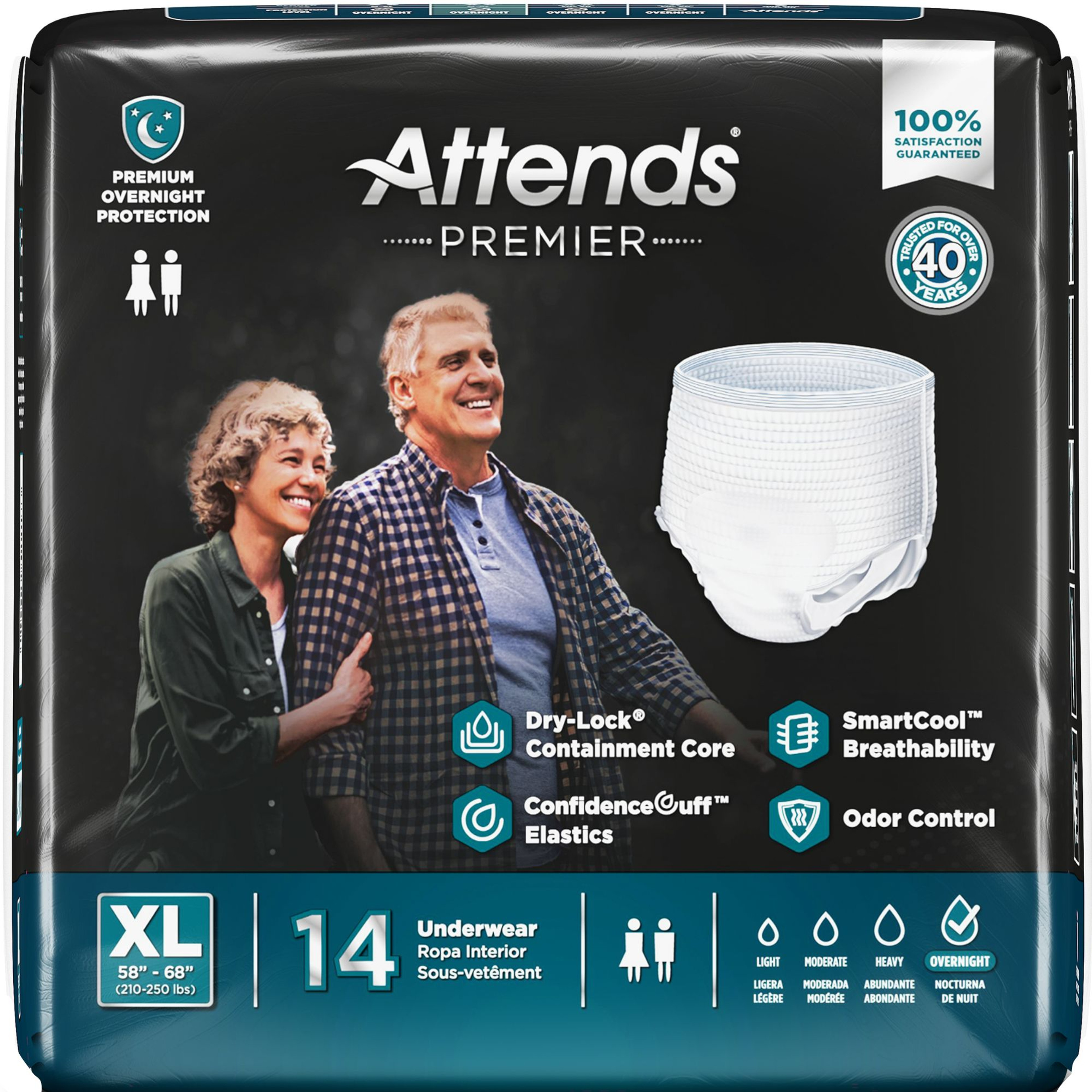 Attends Premier Adult Incontinence Pull-Up Underwear, Overnight Absorbency