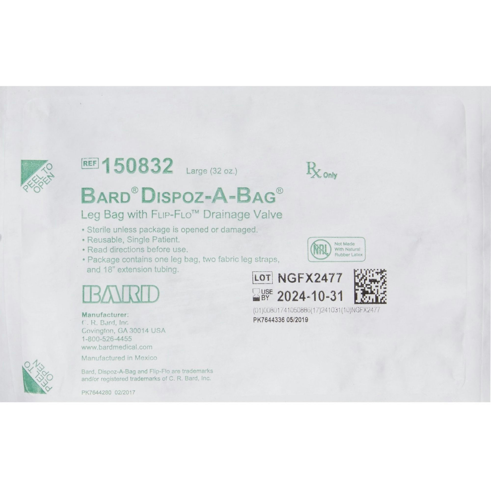 Bard Dispoz-a-Bag Urinary Leg Bag