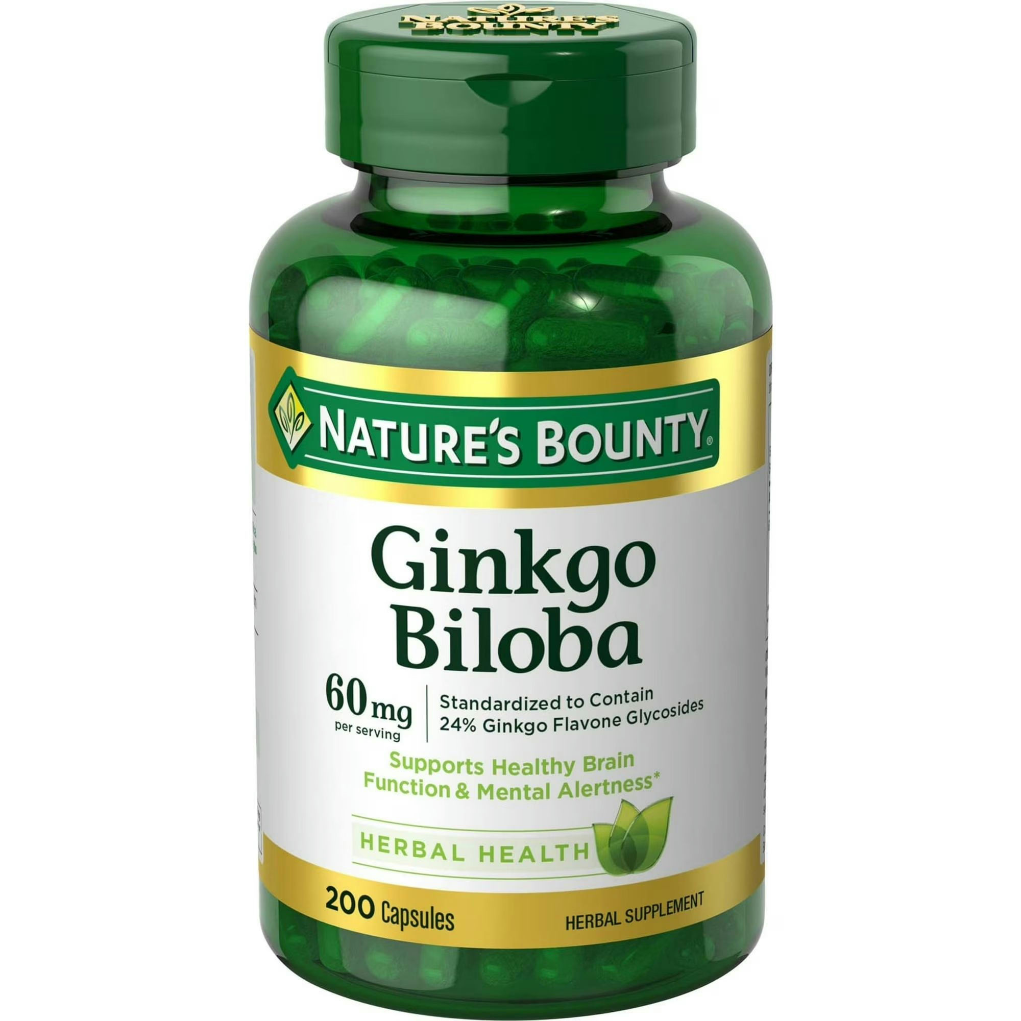 Nature's Bounty Ginkgo Biloba Standardized Extract Herbal Supplement, 60 mg
