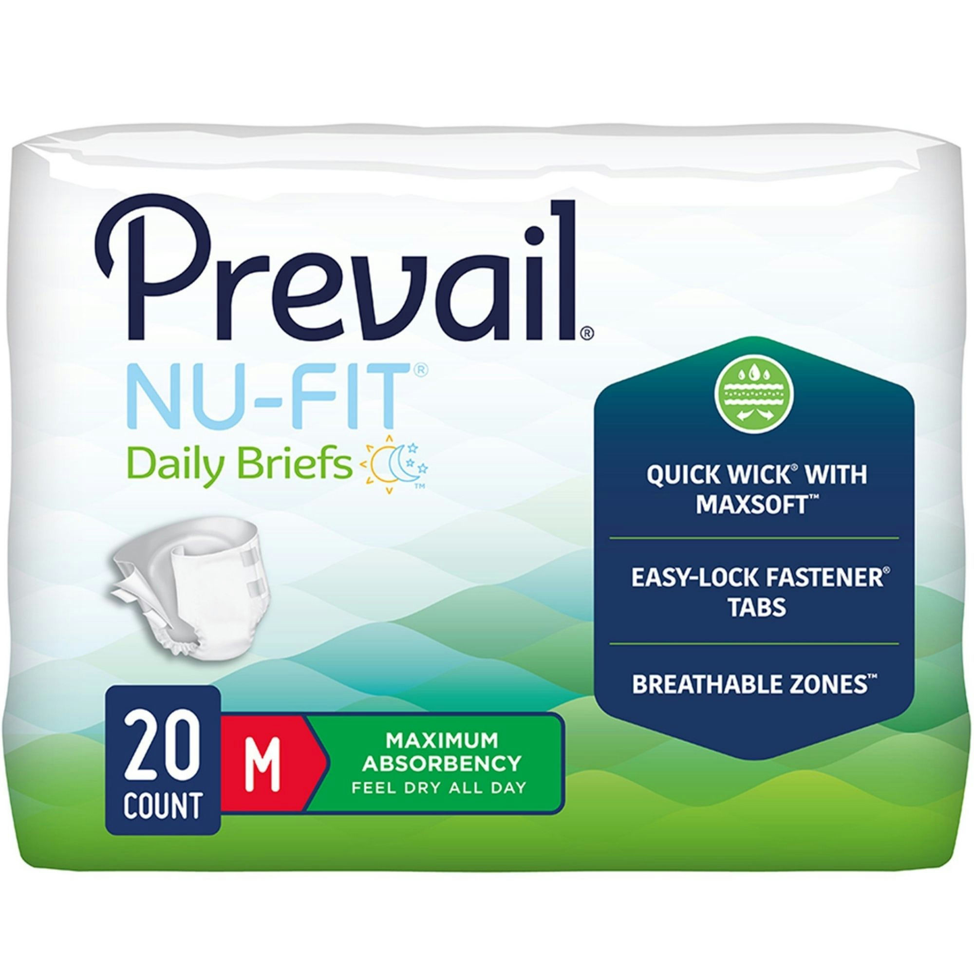 Prevail Nu-Fit Daily Adult Incontinence Briefs with Tabs, Maximum Absorbency