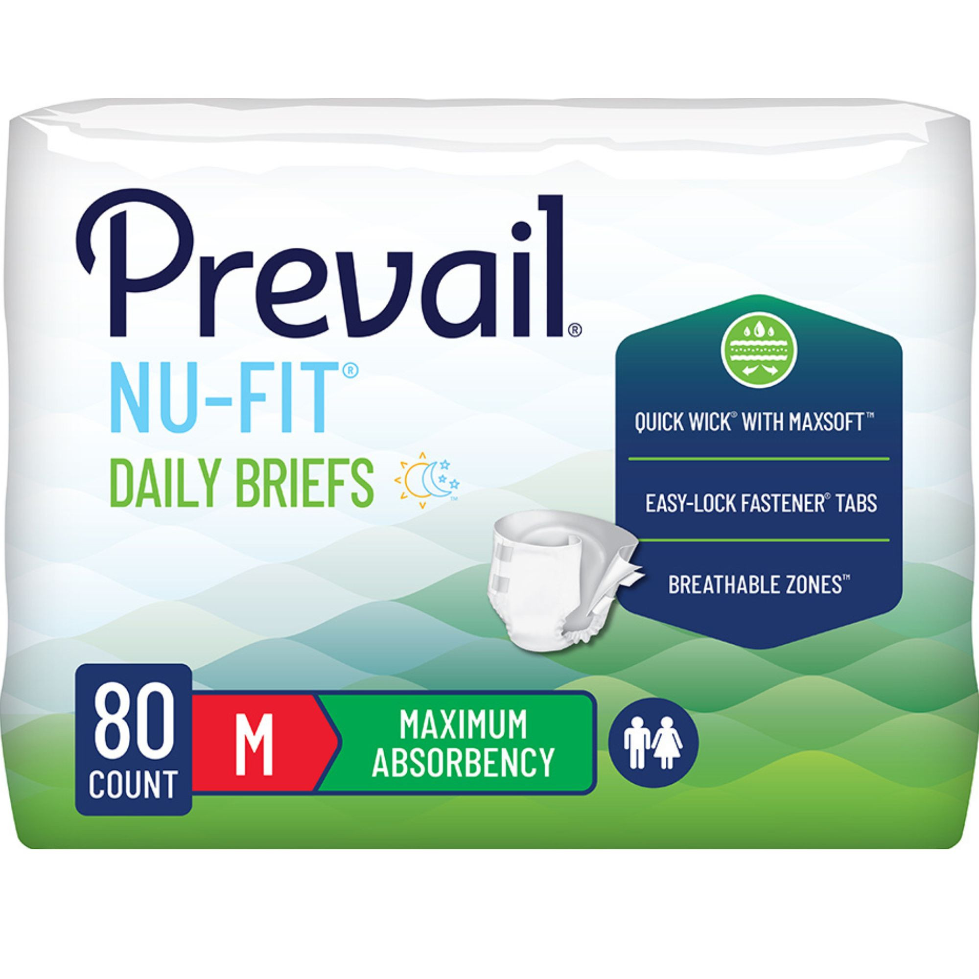 Prevail Nu-Fit Daily Adult Incontinence Briefs with Tabs, Maximum Absorbency