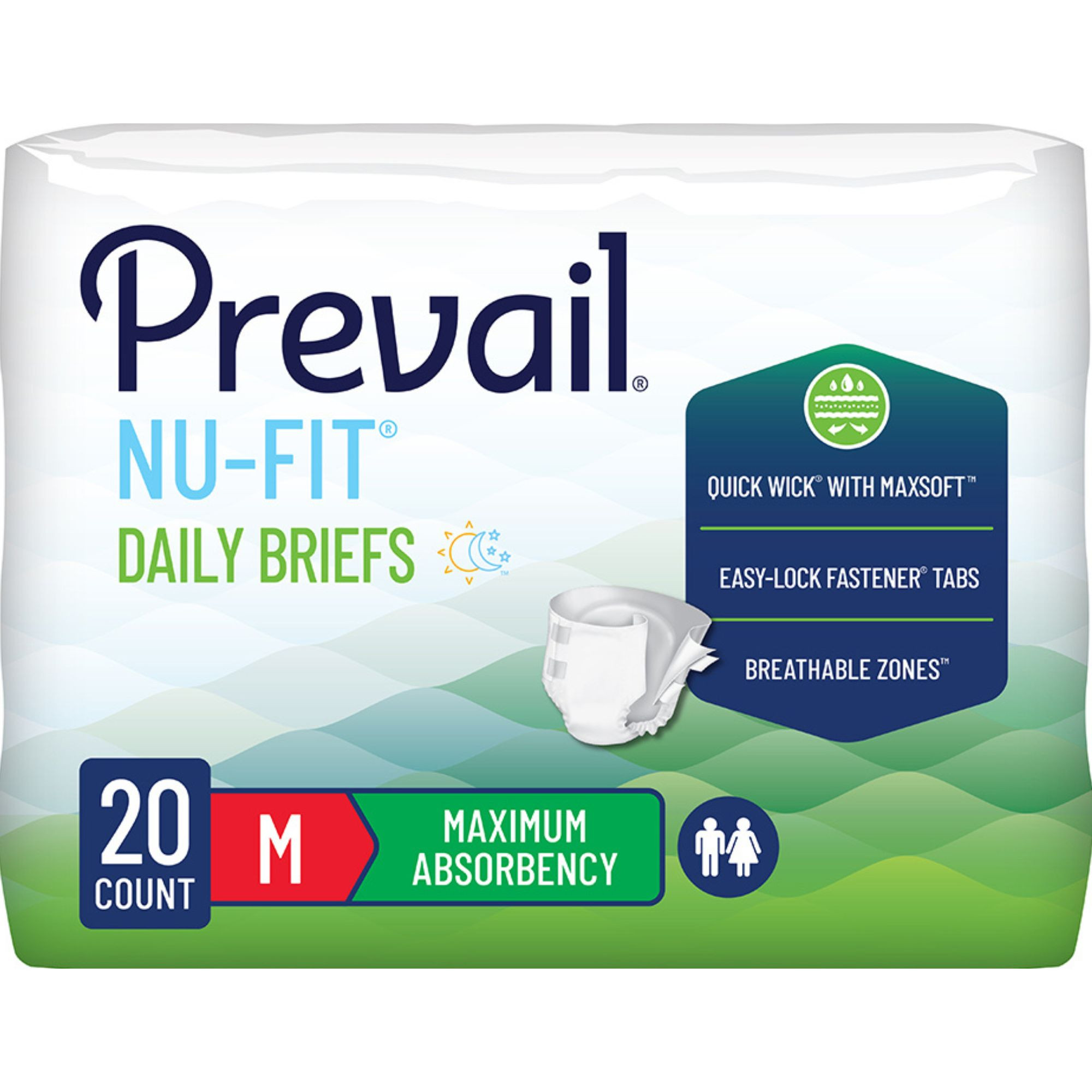 Prevail Nu-Fit Daily Adult Incontinence Briefs with Tabs, Maximum Absorbency