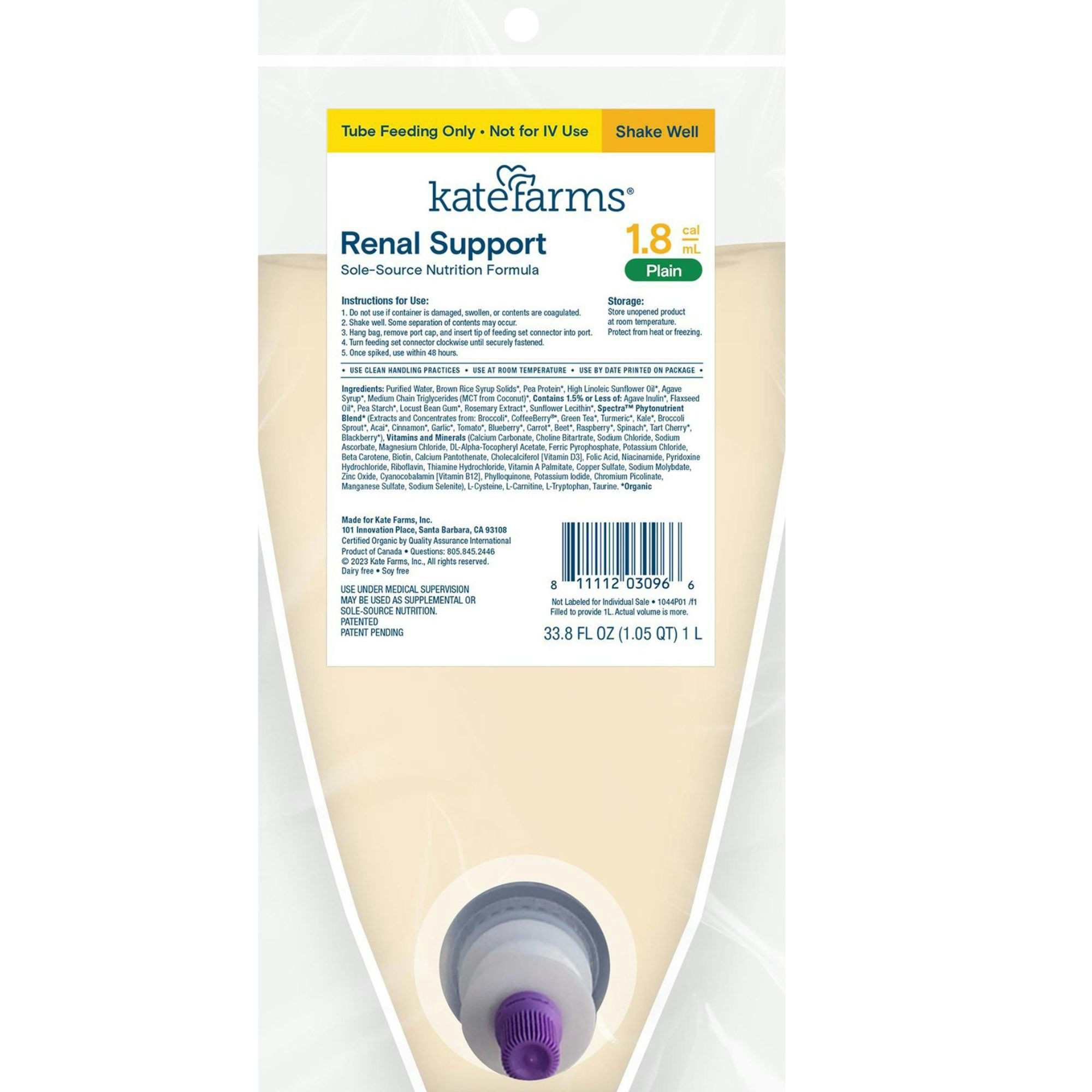 Kate Farms Renal Support 1.8 Plain Closed System