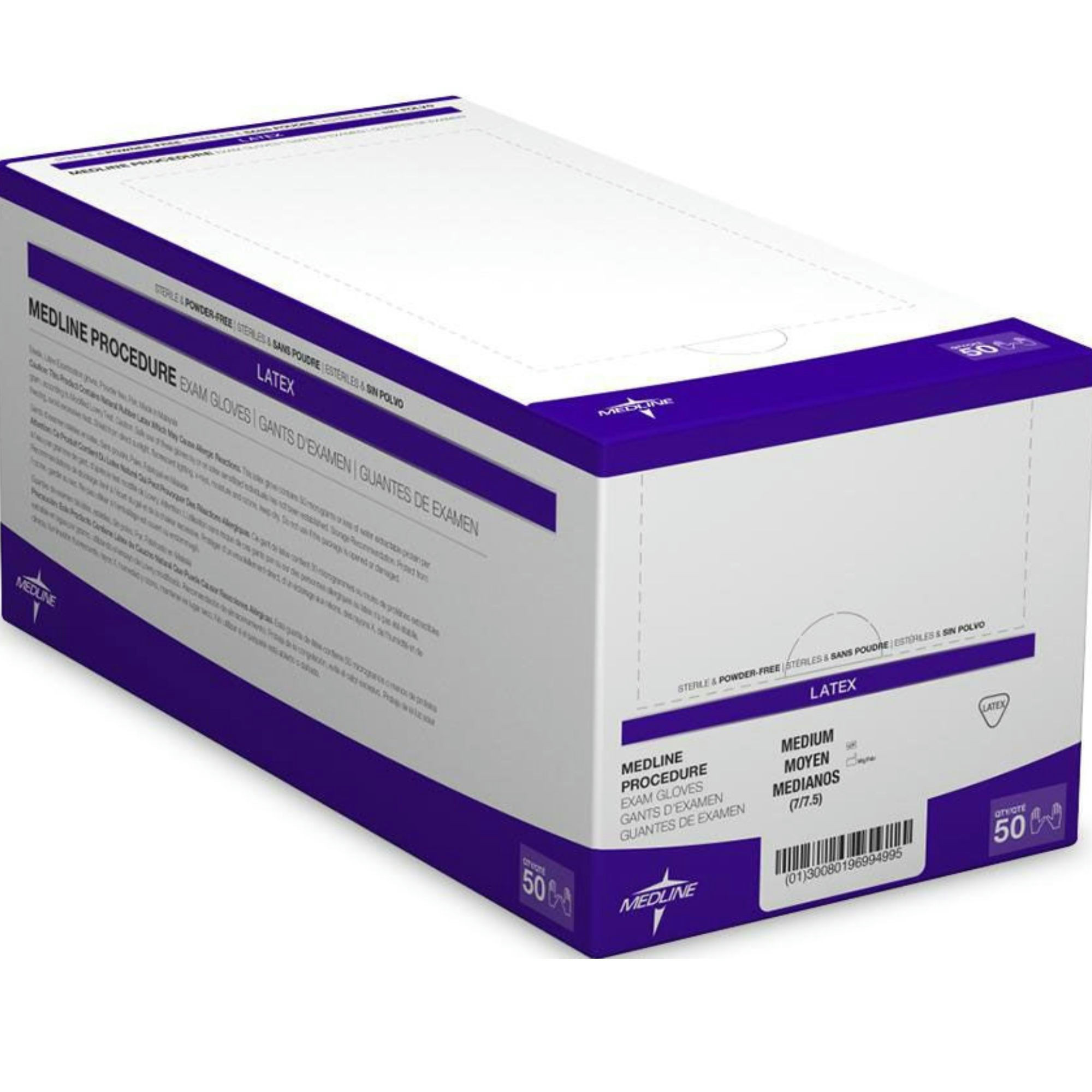Medline Sterile Powder-Free Latex Procedure Exam Gloves