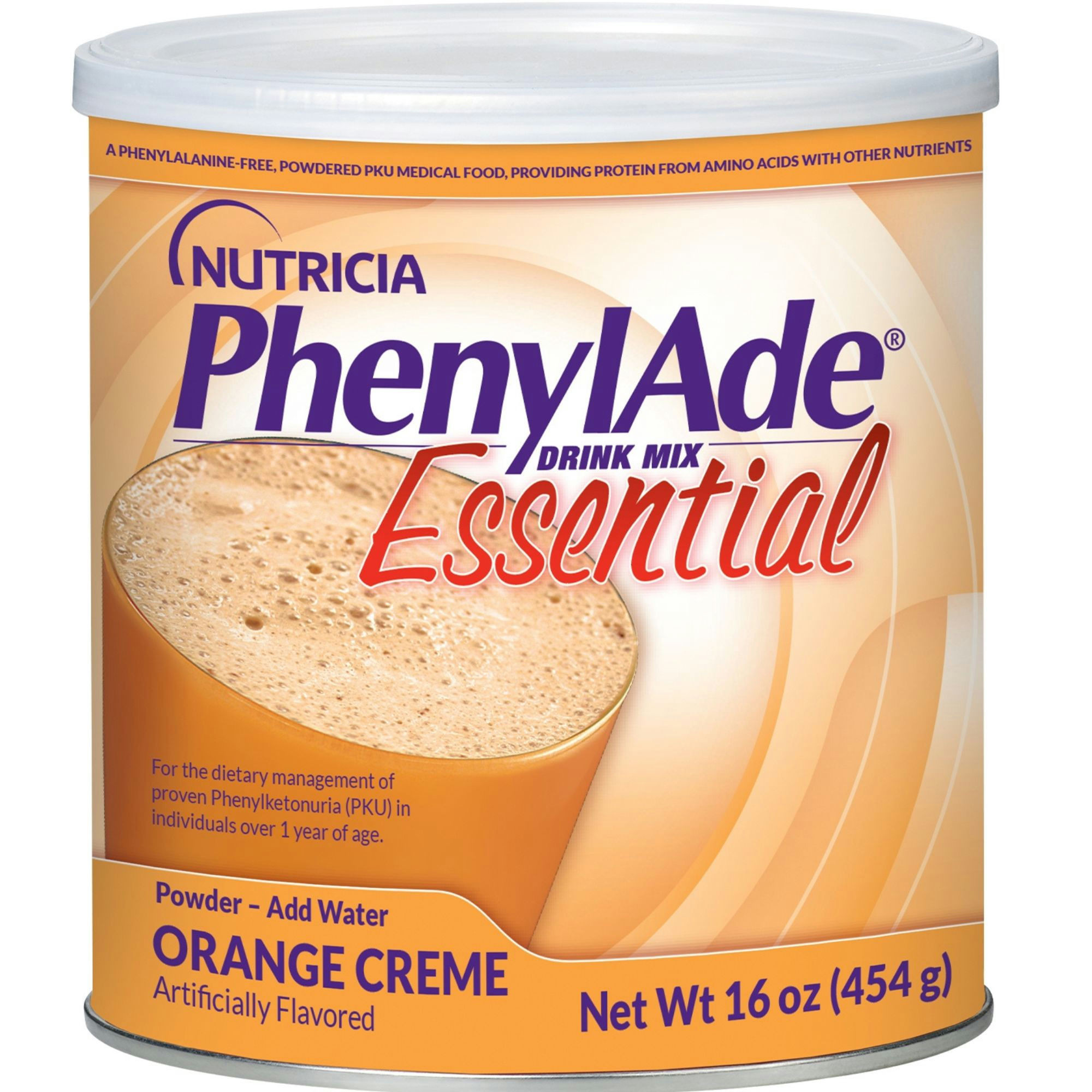 PhenylAde Essential PKU Powdered Drink Mix, Orange Crème, 1 lb