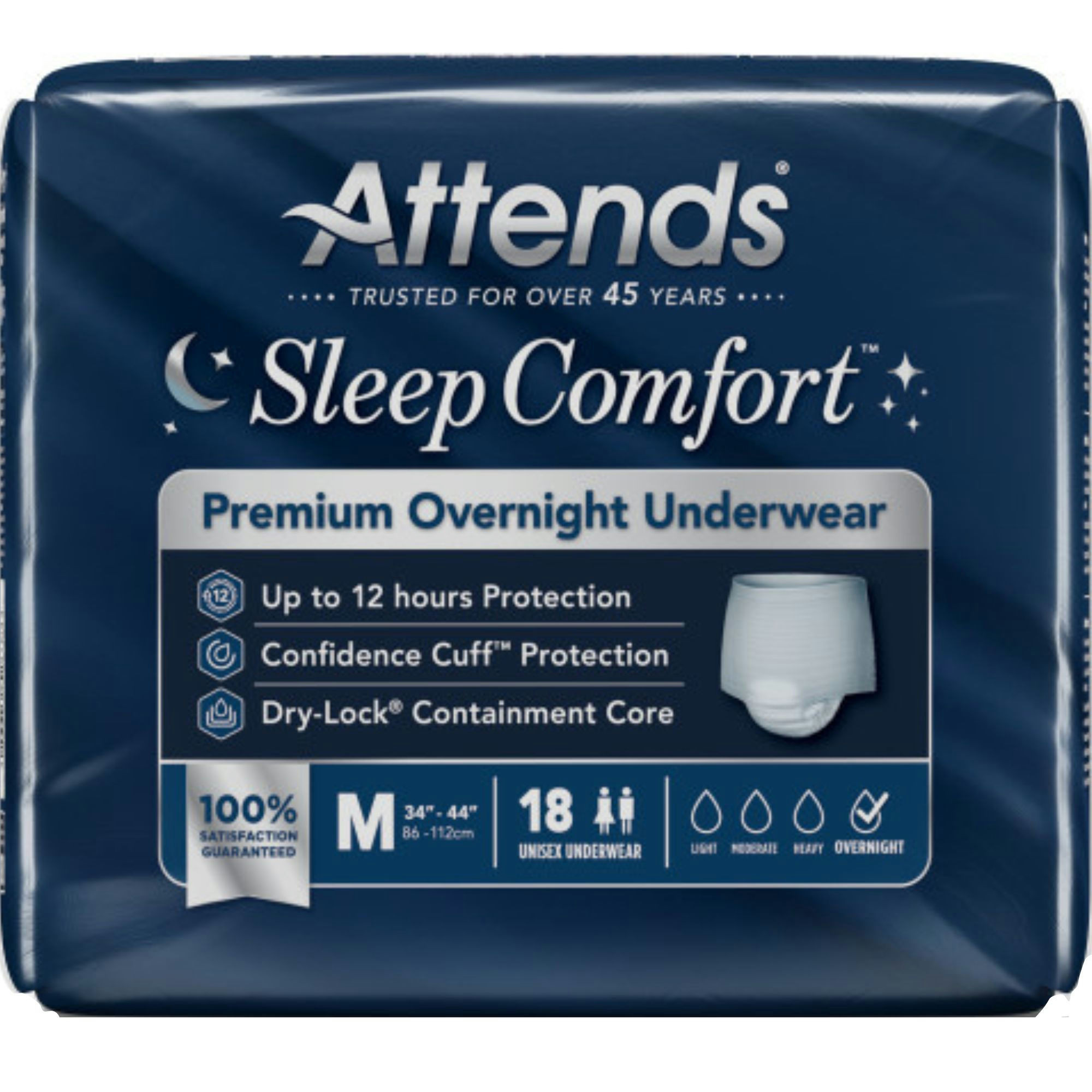 Attends Sleep Comfort Premium Overnight Pull-Up Underwear for Men & Women