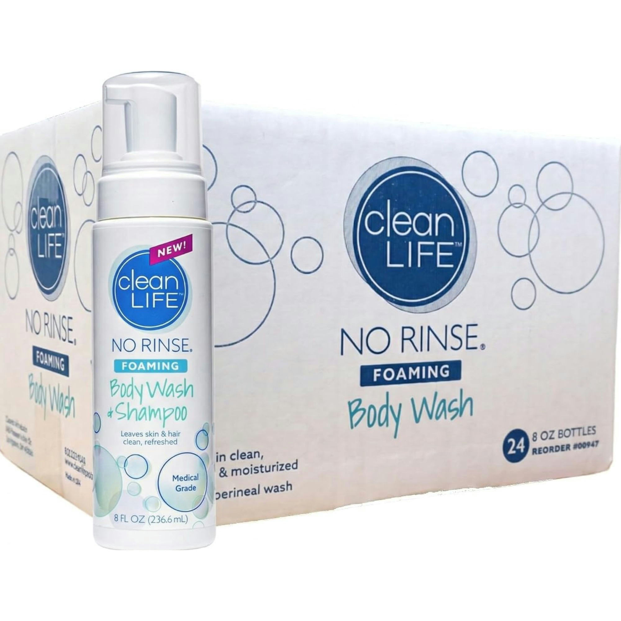 CleanLife No Rinse Foaming Body Wash and Shampoo