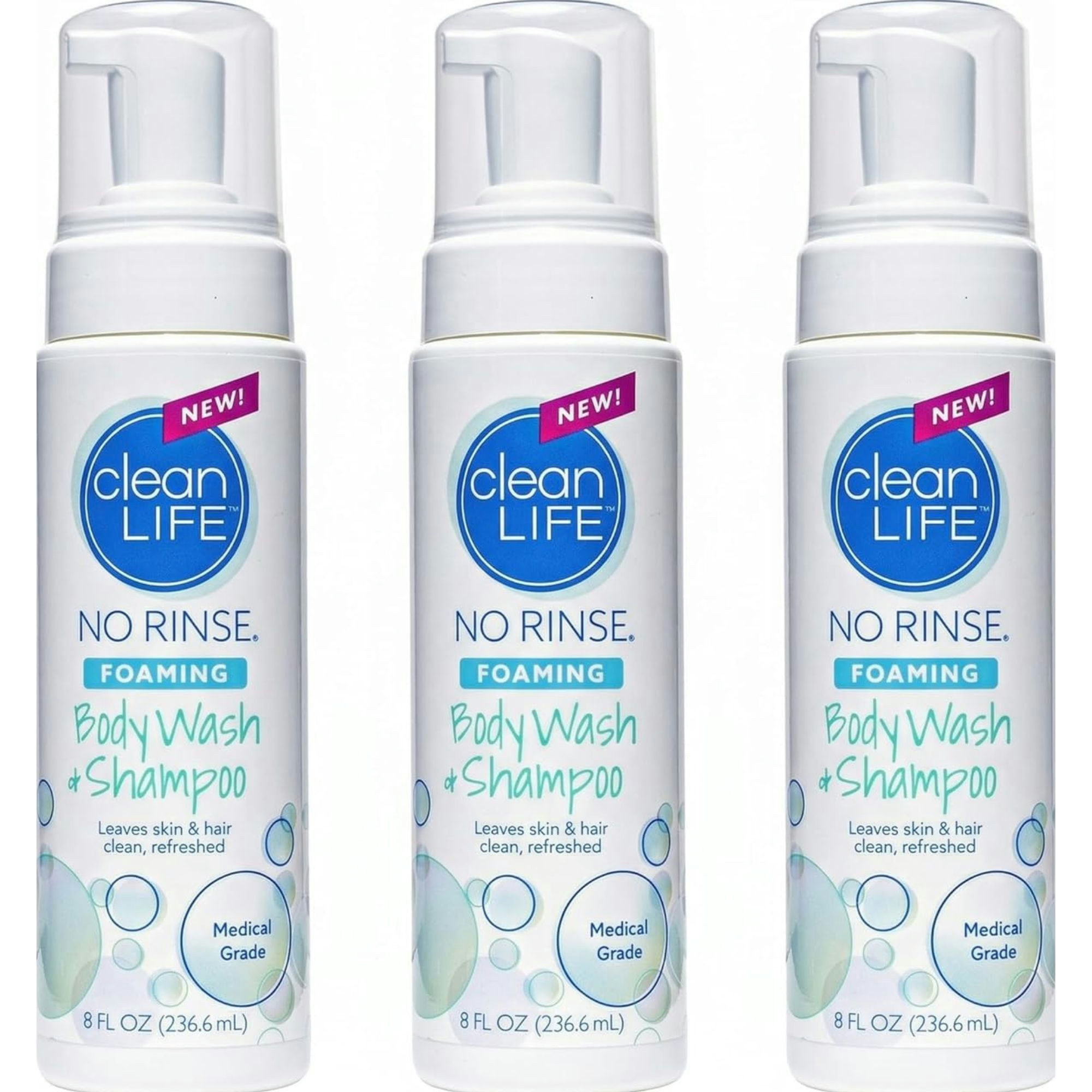 CleanLife No Rinse Foaming Body Wash and Shampoo