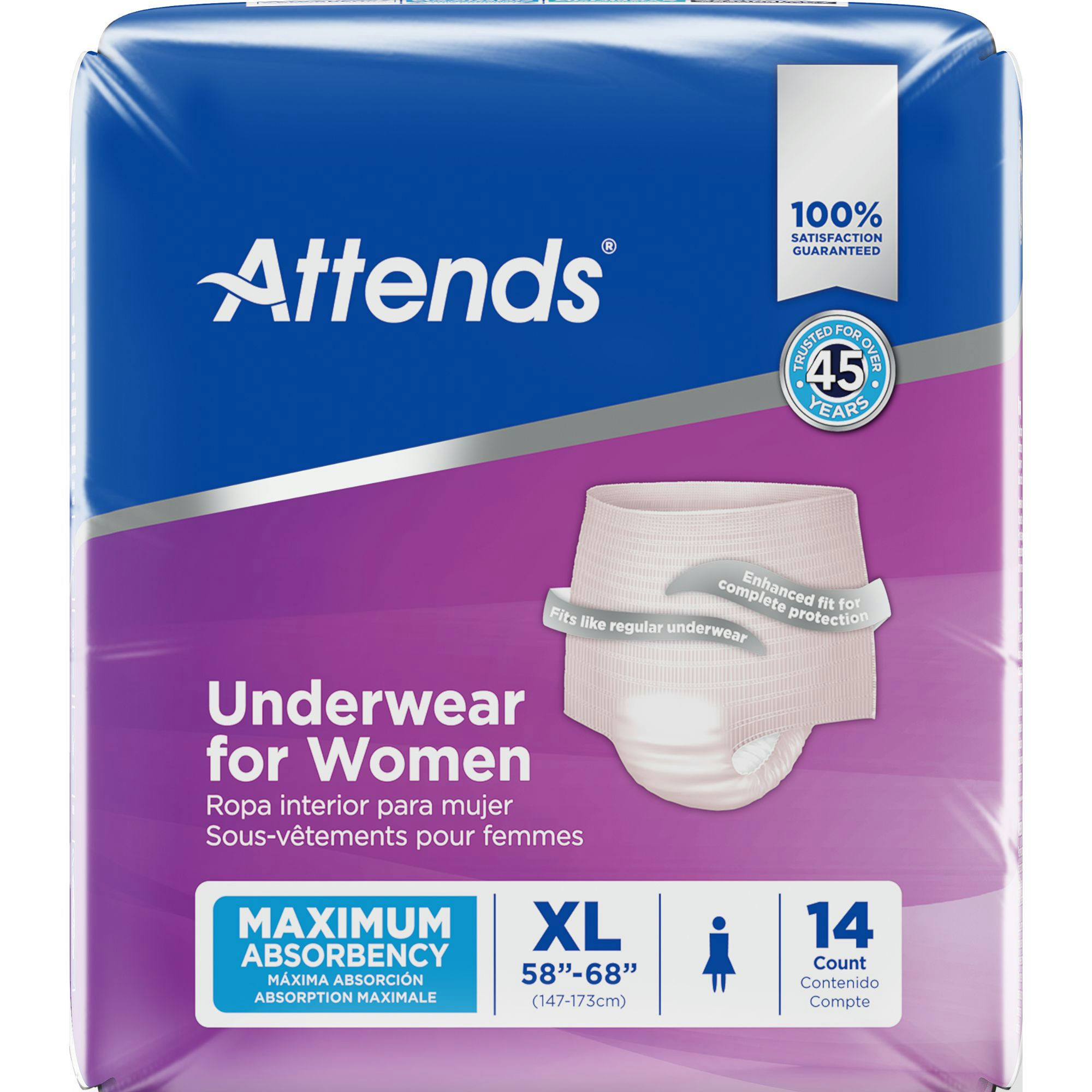 Attends Underwear for Women, Maximum Absorbency