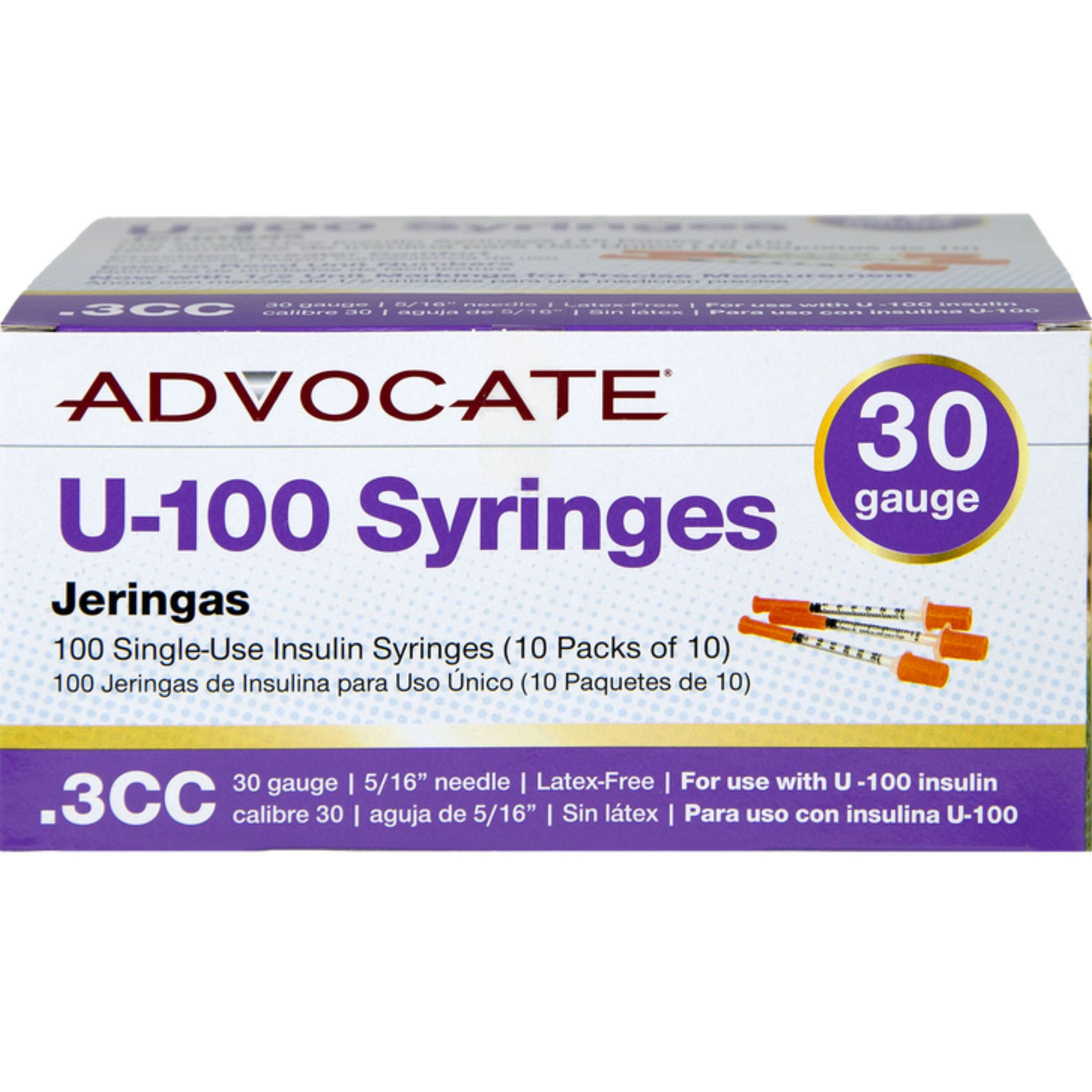 Advocate Insulin Syringes, 30 Gauge