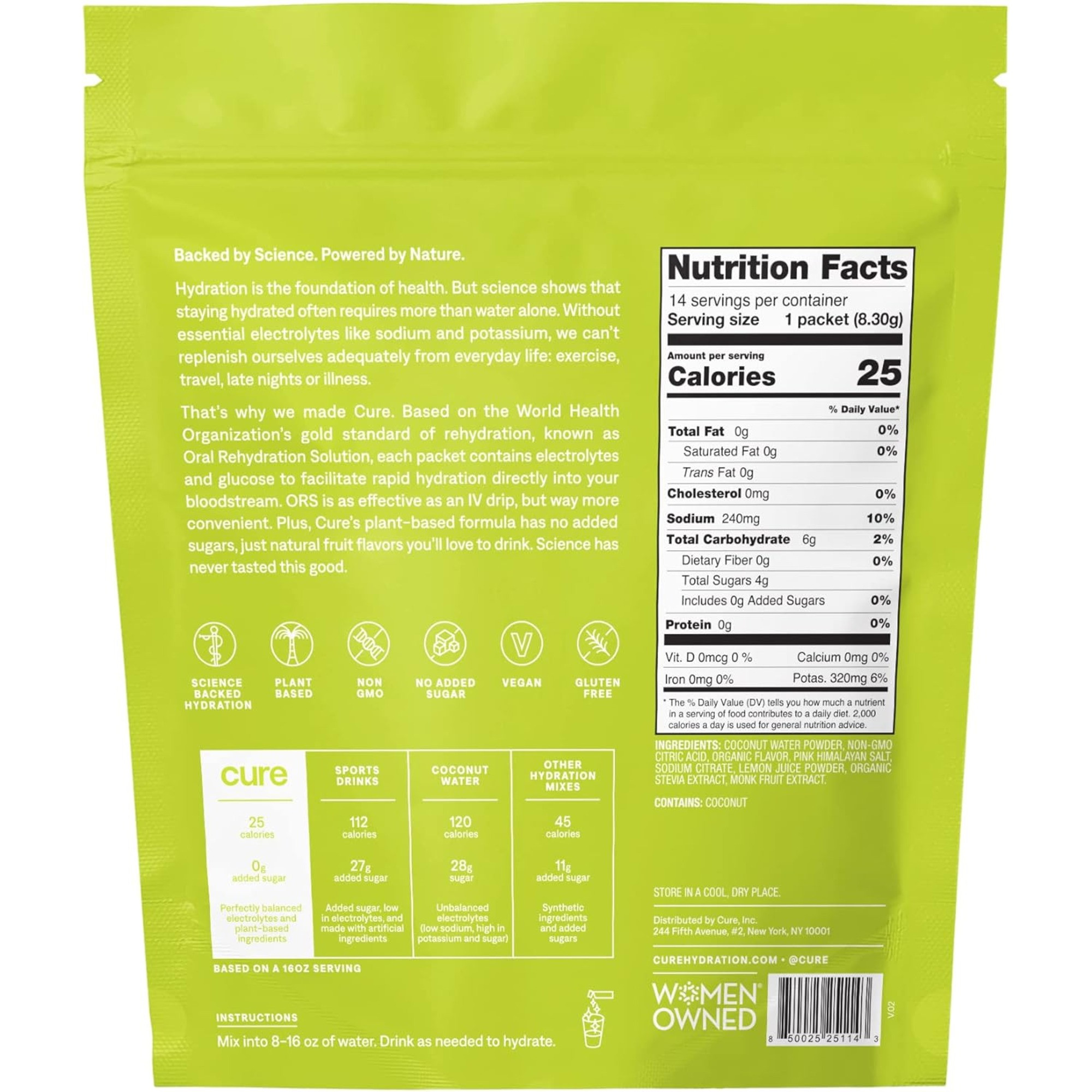 Cure Hydration Electrolyte Drink Mix, Lime