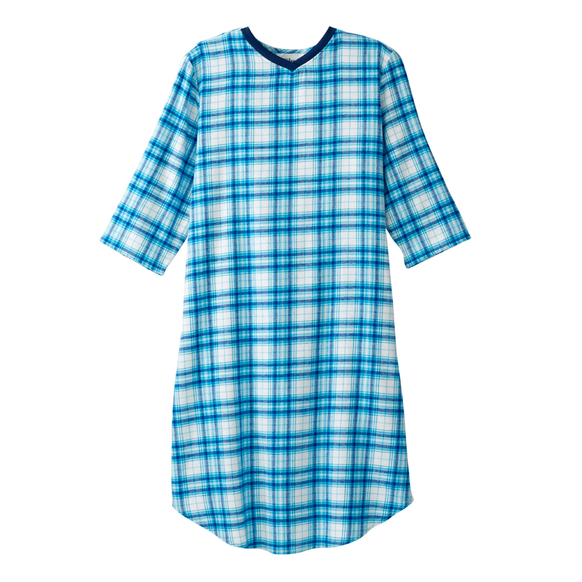 Silverts Men's Night Gown, Turquoise Plaid
