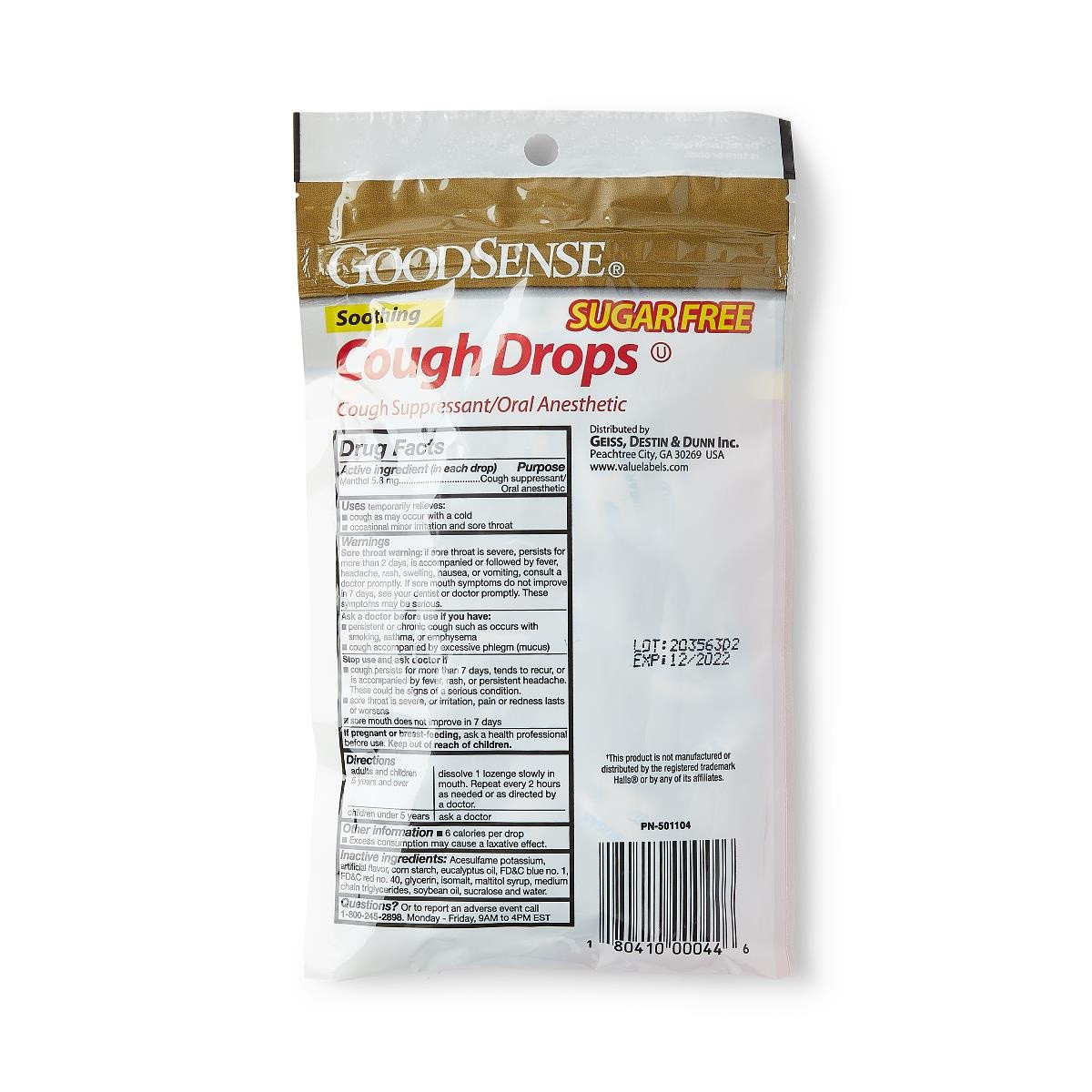 GoodSense Menthol Cough Drops, Sugar-Free Black Cherry