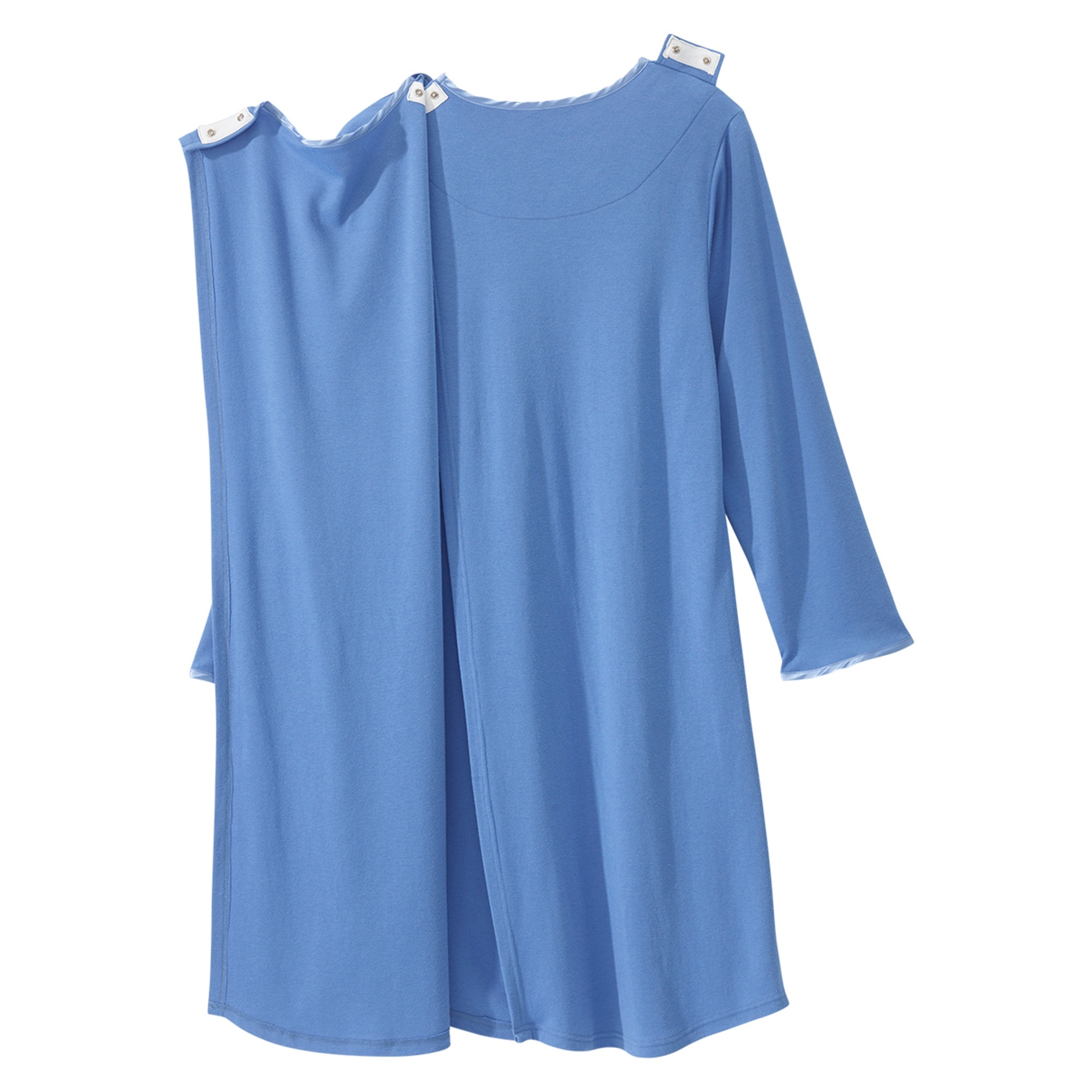Silverts Women's Open Back Henley Night Gown, Blue
