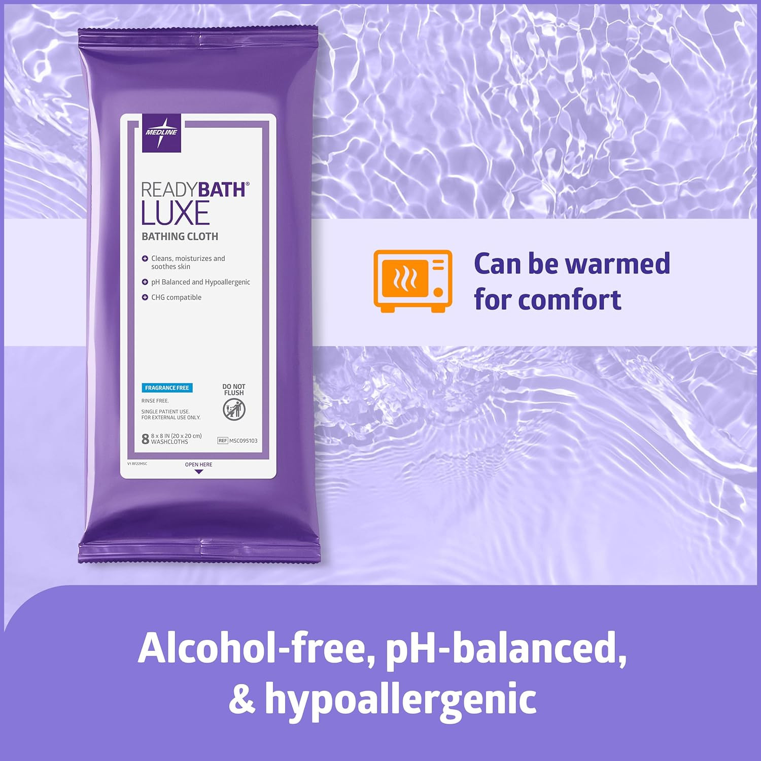 Medline ReadyBath LUXE Total Body Cleansing Heavyweight Washcloths