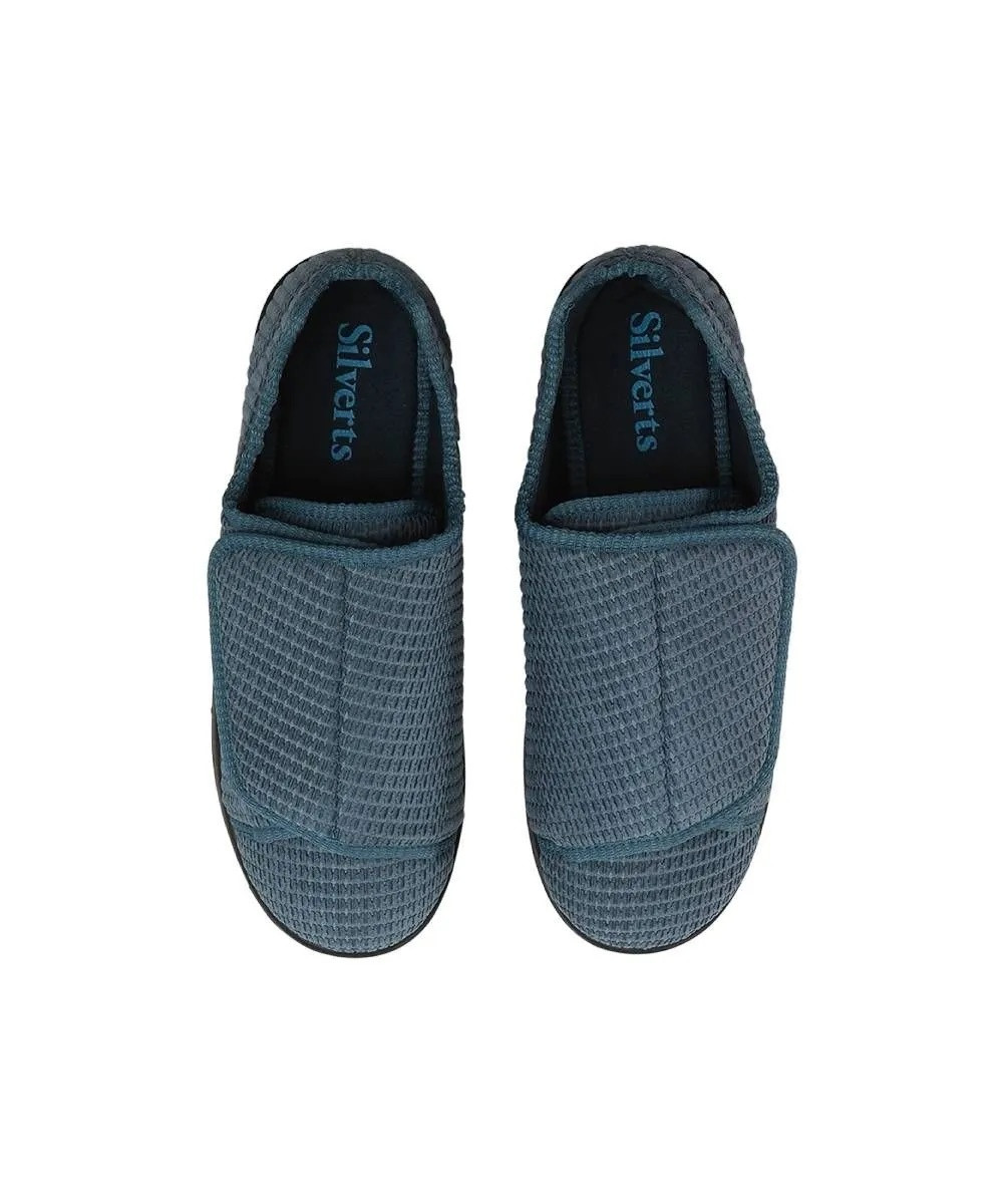 Silverts Men's Extra Extra Wide Easy Closure Slippers, Steel