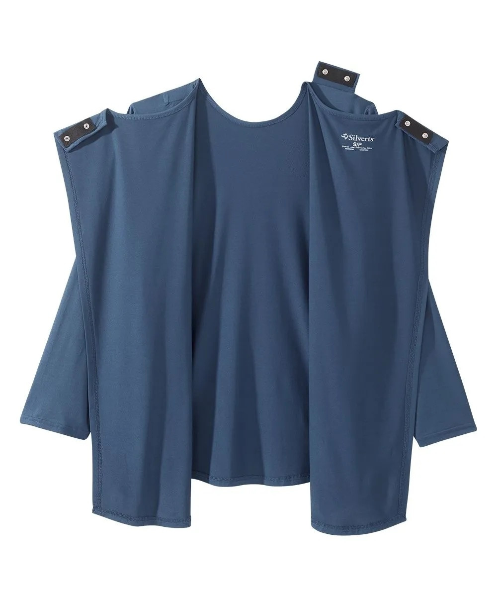 Silverts Women's Open Back Embellished Long Sleeve Top, Caribbean Blue