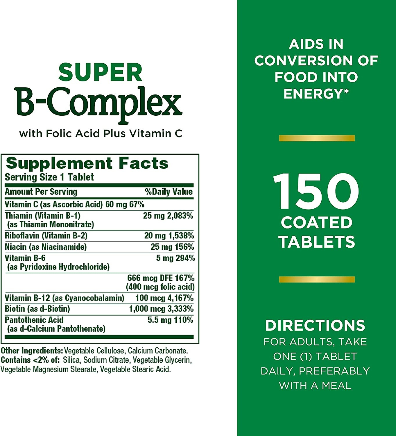 Nature's Bounty Super B Complex Supplement with Folic Acid and Vitamin C
