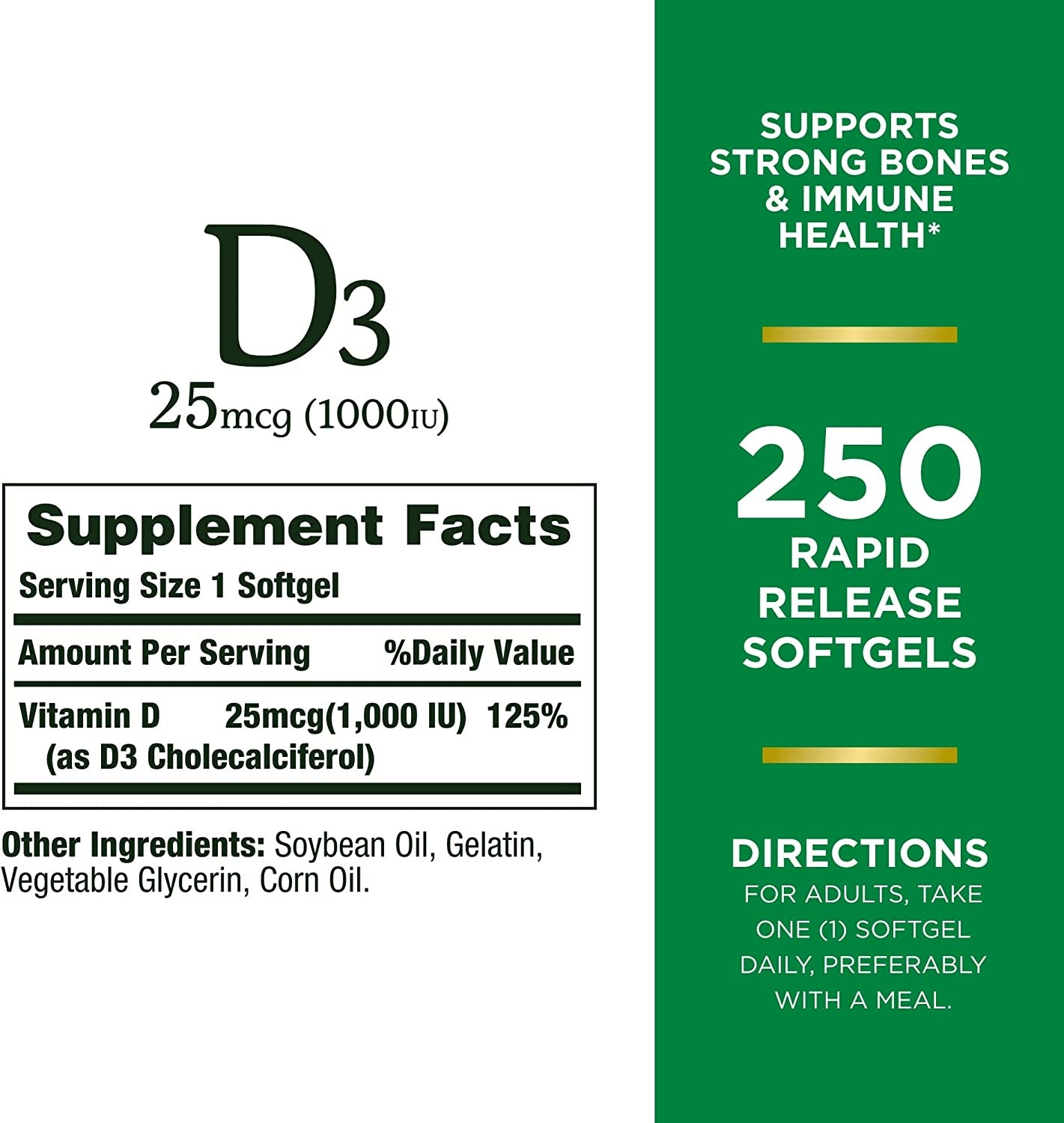 Nature's Bounty D3, 1000 IU, 250 Softgels