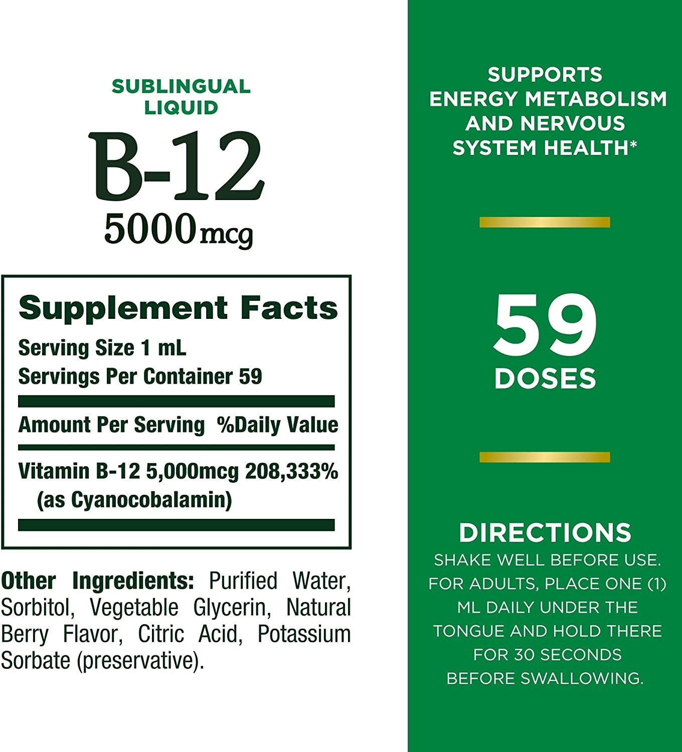 Nature's Bounty Vitamin B-12 5000mcg Sublingual Liquid