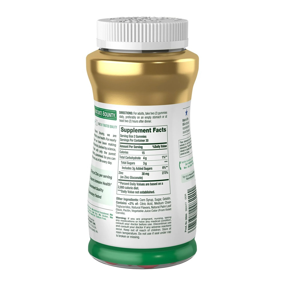 Nature's Bounty Zinc Gummies 30mg