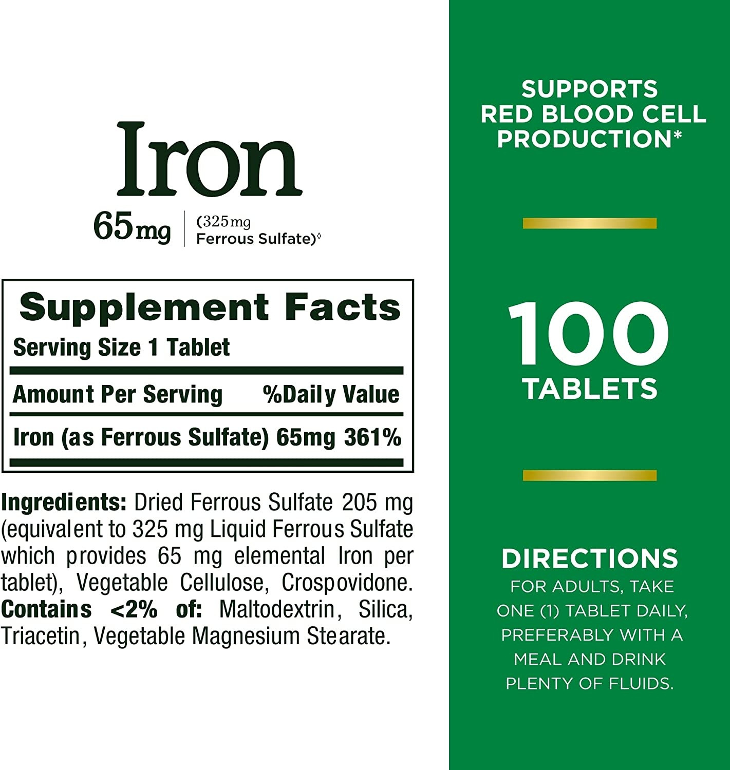 Nature’s Bounty Iron Supplement, 65mg