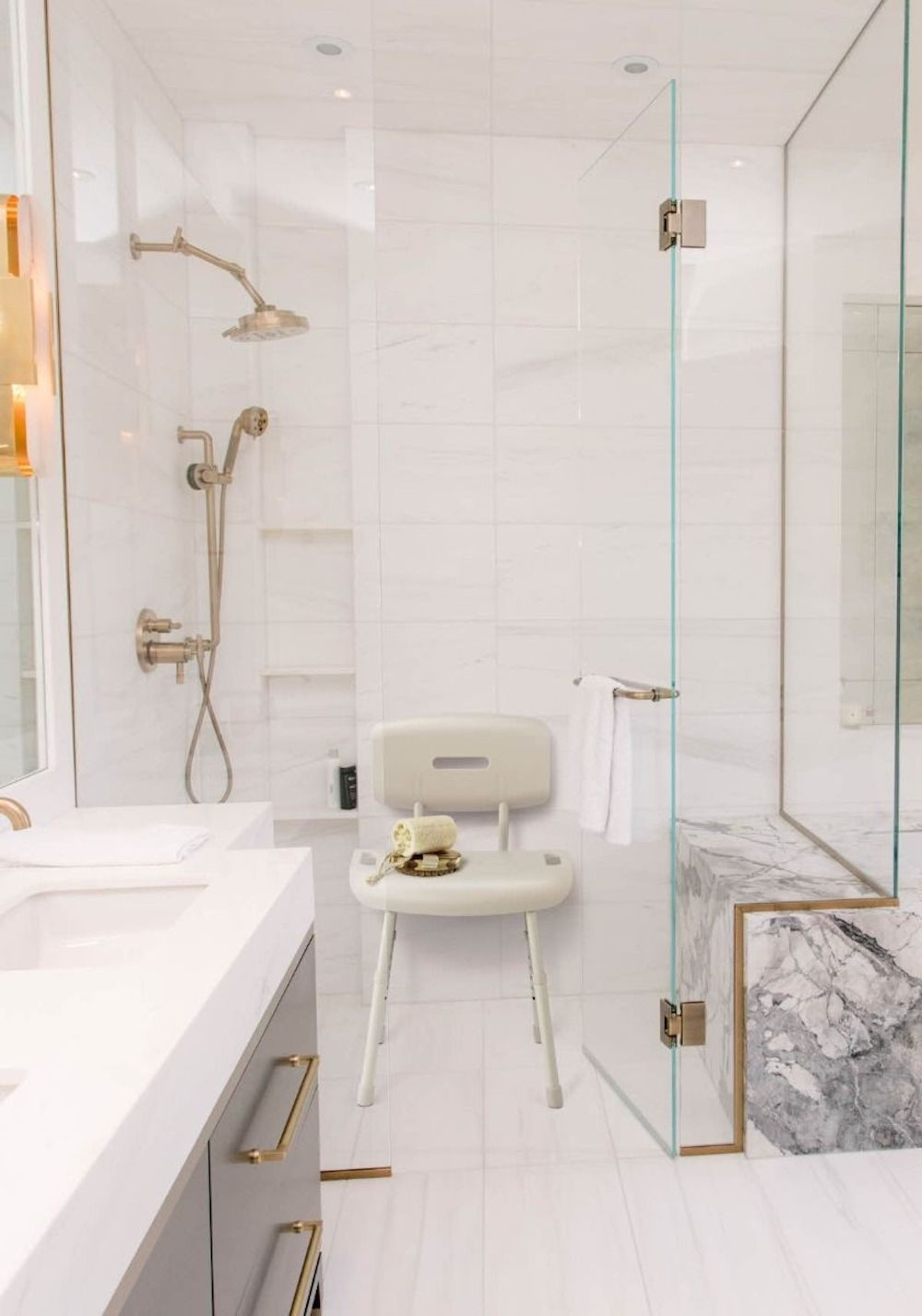 Medline Martha Stewart Euro-Style Shower Chair with Back and Microban