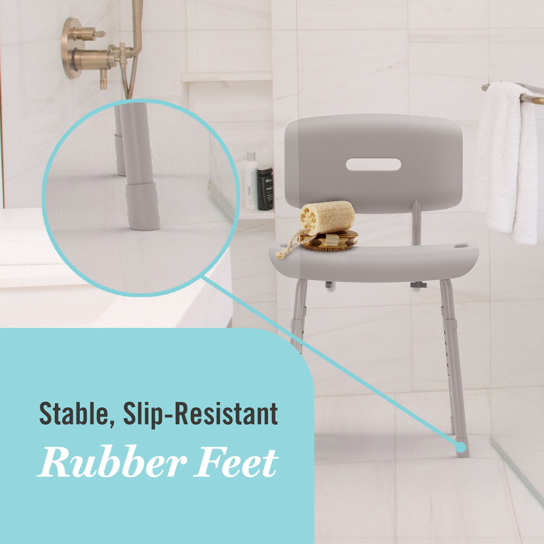 Medline Martha Stewart Euro-Style Shower Chair with Back and Microban